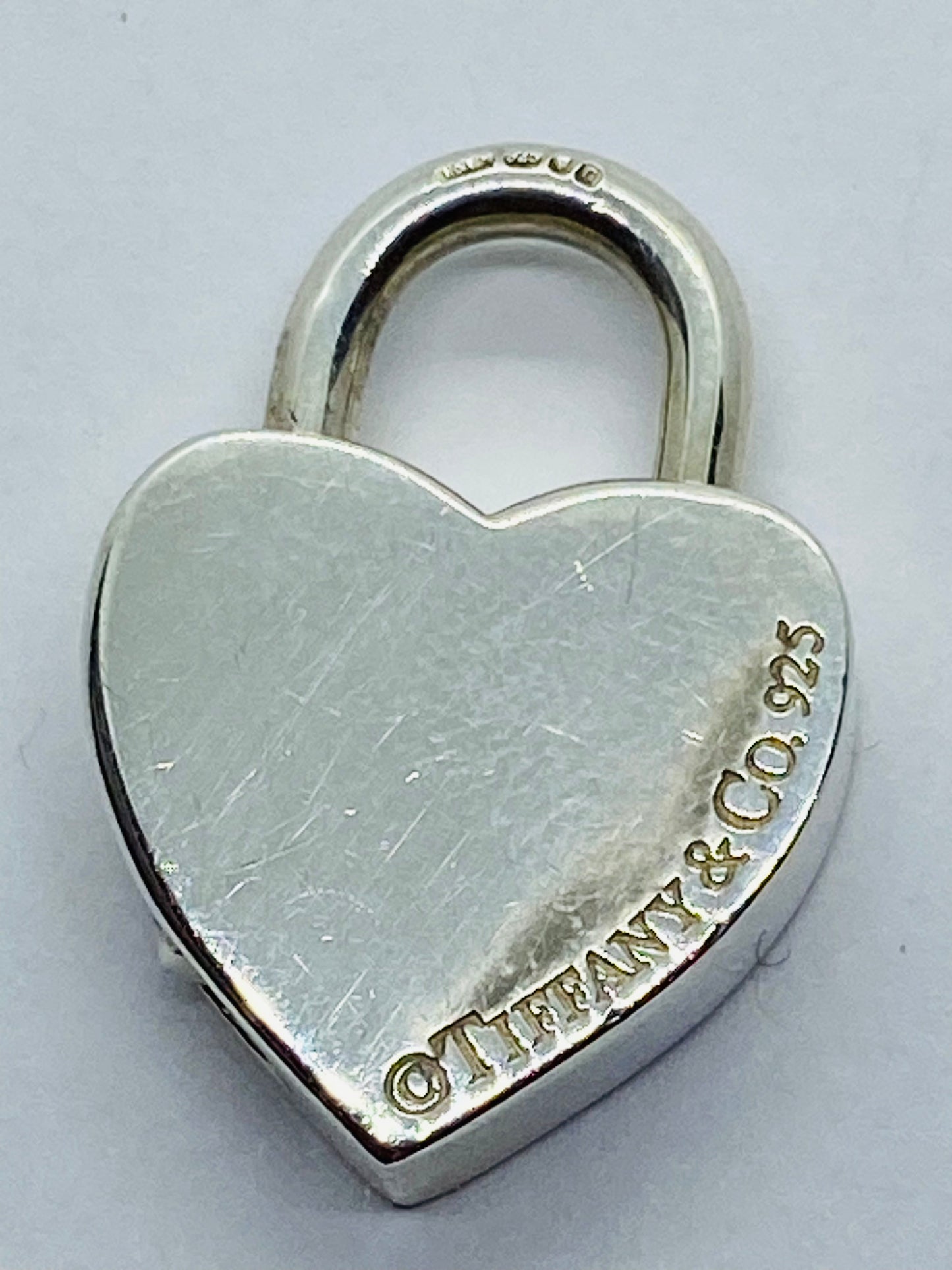 Tiffany & Co Silver I LOVE YOU Heart Padlock Charm Pendant Love Script pouch