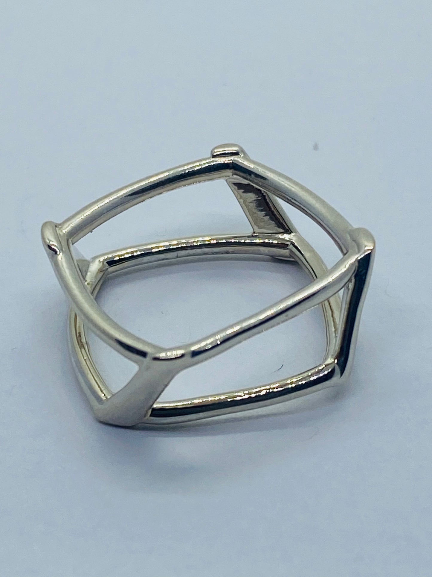 TIFFANY & CO. Frank Gehry Sterling Silver Open Torque Square Ring, Size 6 Pouch