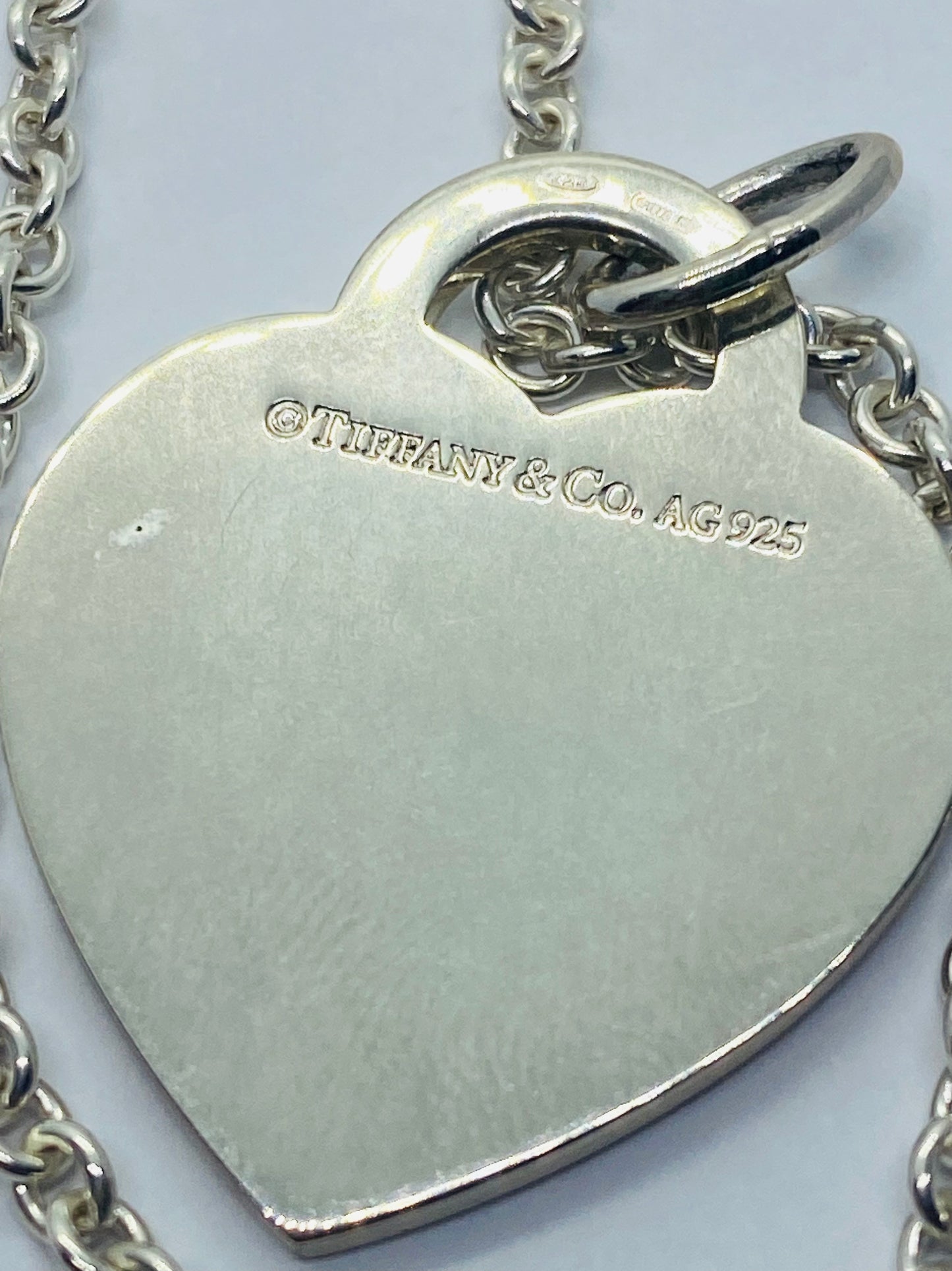 Large Return to Tiffany Etched Heart and Arrow Pendant, Necklace Sterling Silver
