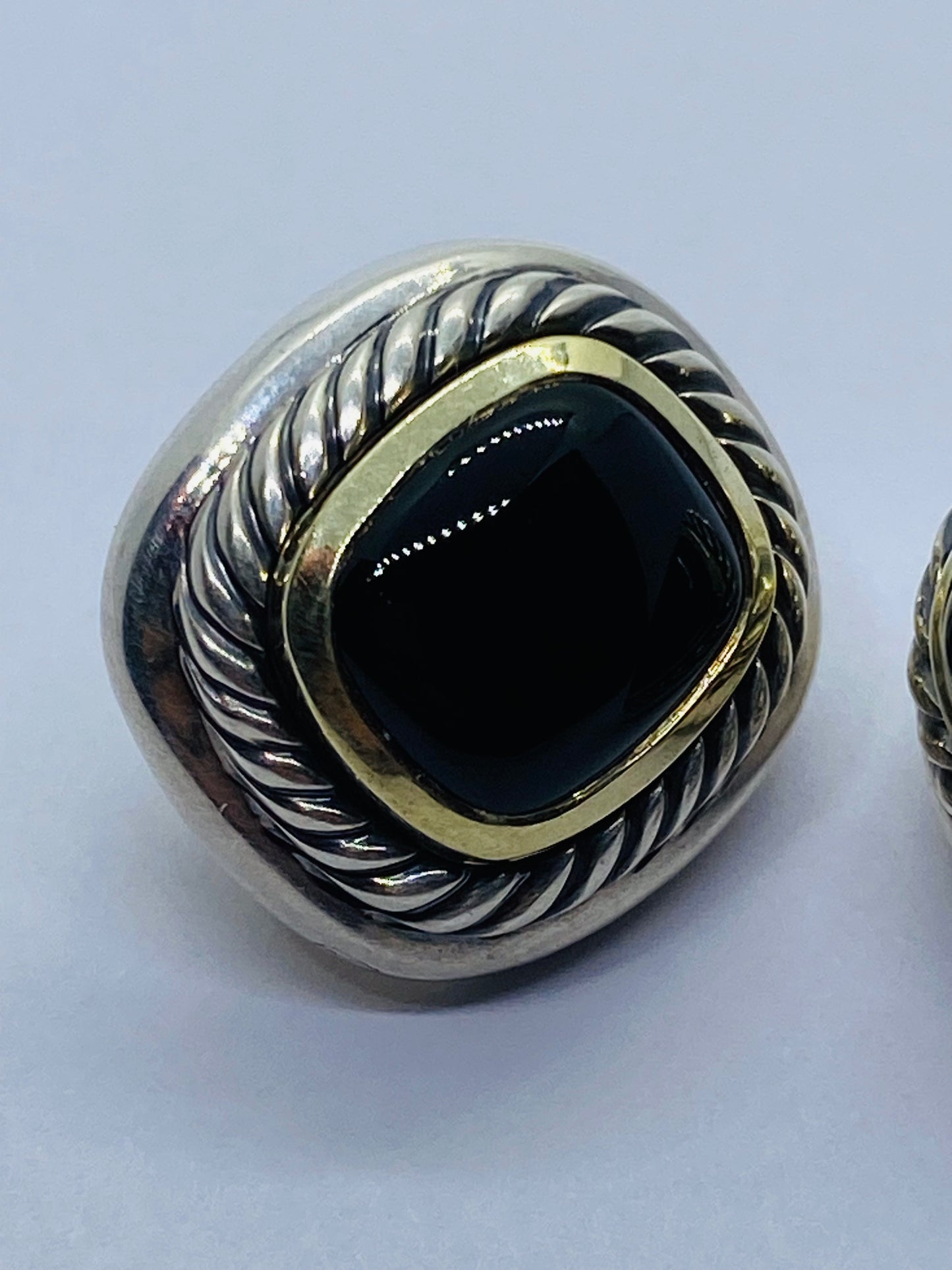 David Yurman Albion ONYX Two-Tone 14K Gold & 925 Sterling Silver Earrings 20mm