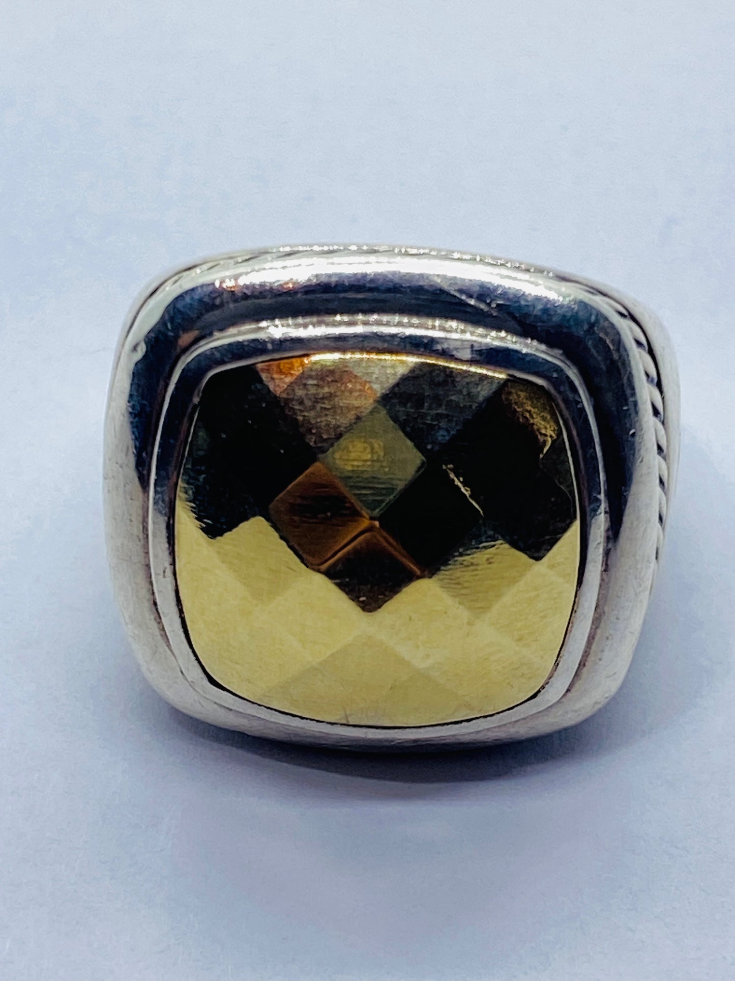 David Yurman Albion Faceted Dome Ring in 18kt Gold/Sterling Size 6
