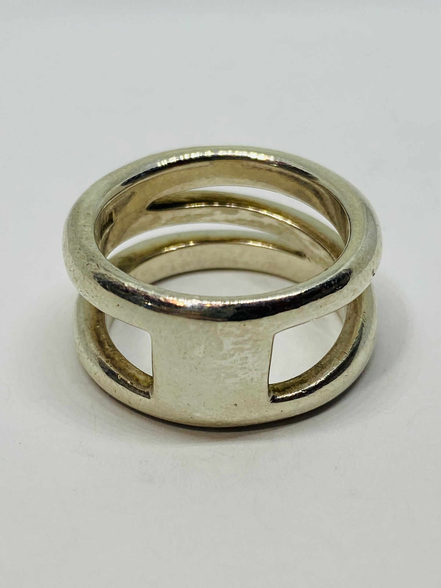Tiffany & Co. Sterling Silver Ring Open Diagonal Size 6.25 Wide Band