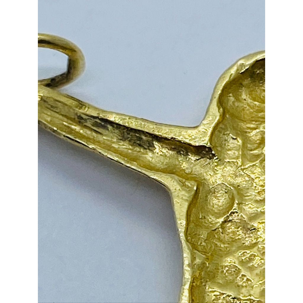 14K Yellow Gold Cross Crucifix Charm Pendant 44 x 37 MM