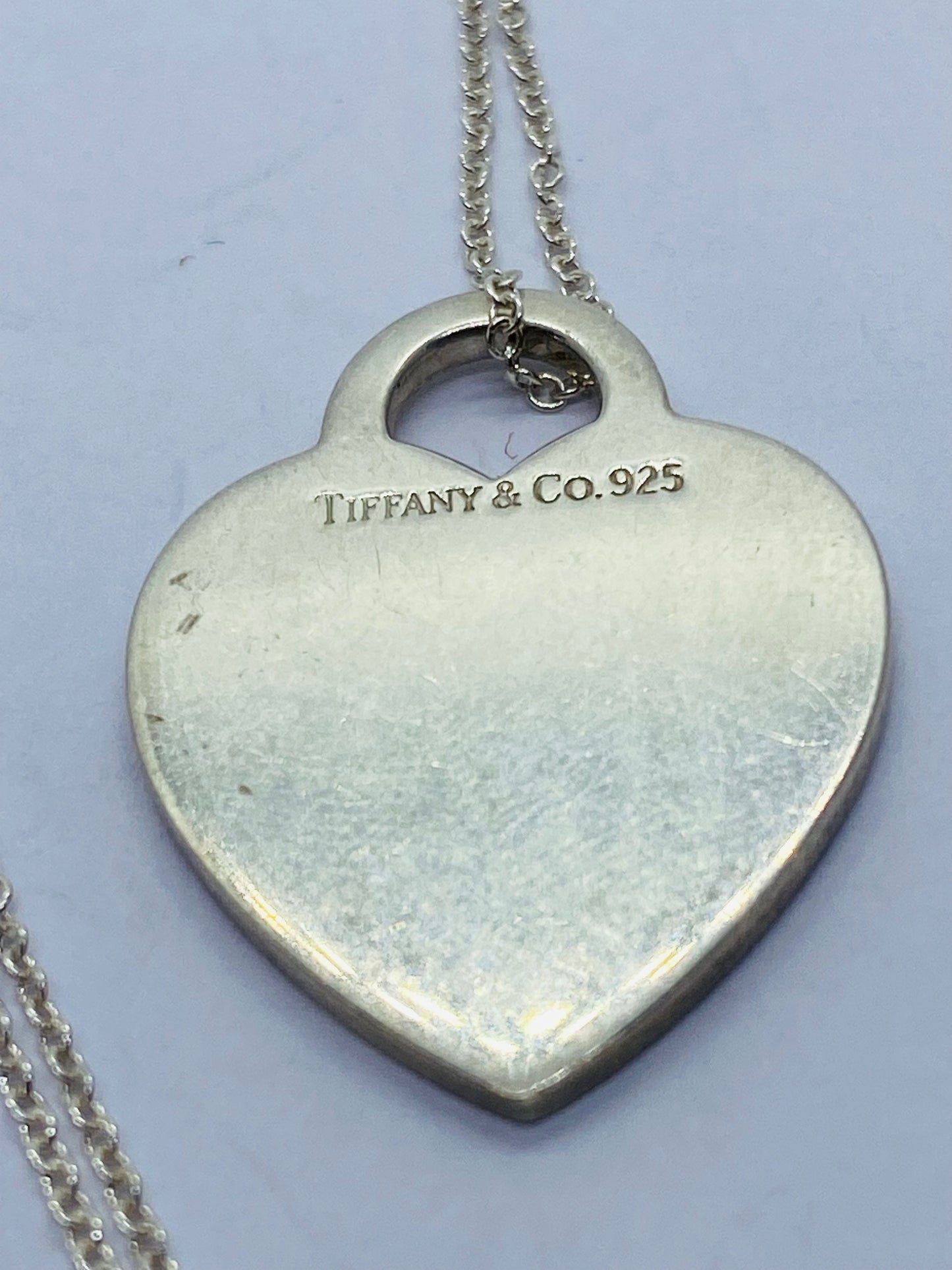 Tiffany & Co Sterling Silver Engravable Blank Heart Tag Necklace 18" READ!!!