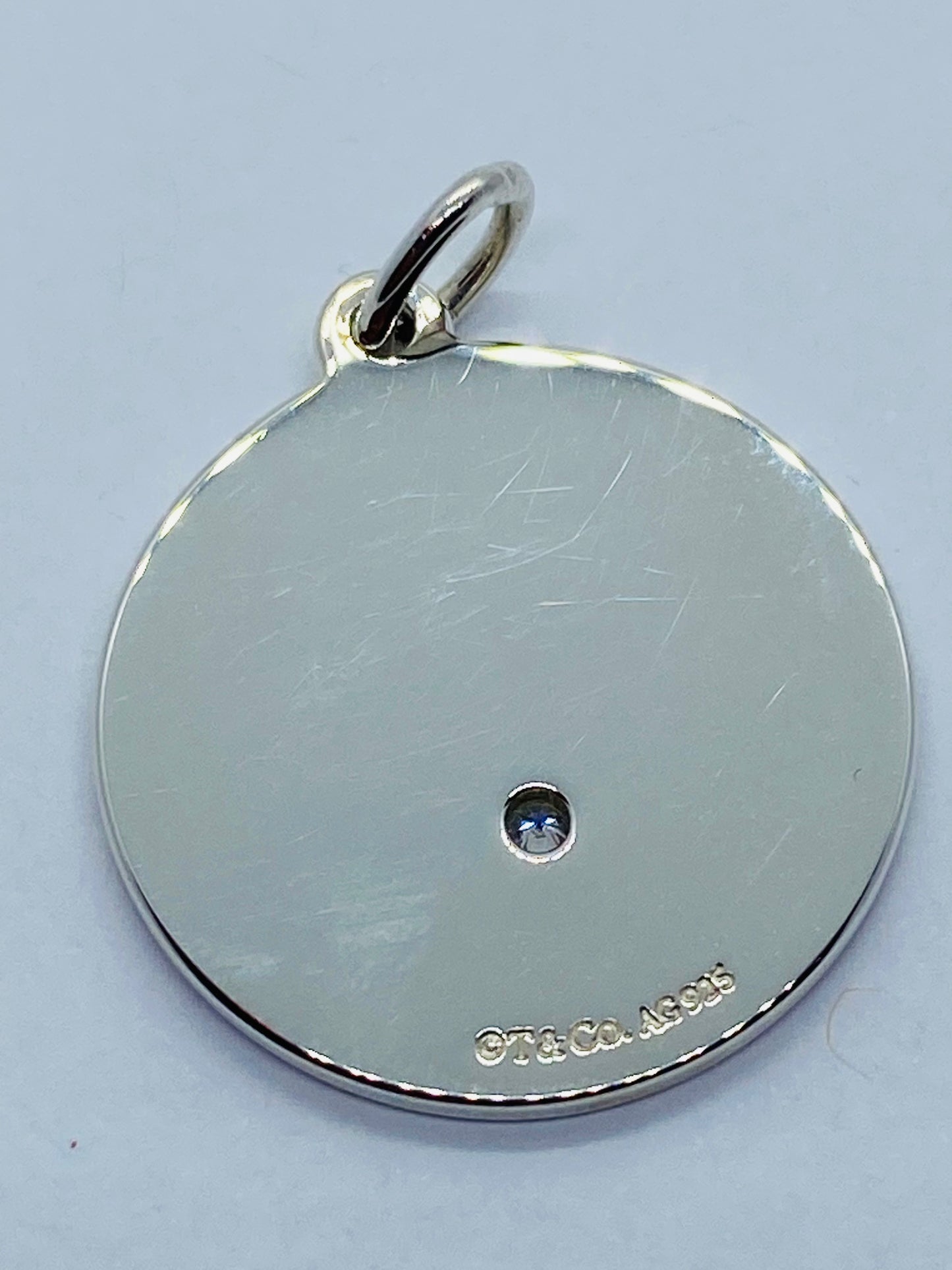 Retired Tiffany Co Sterling Silver Good Fortune Diamond Pendant Charm 22MM