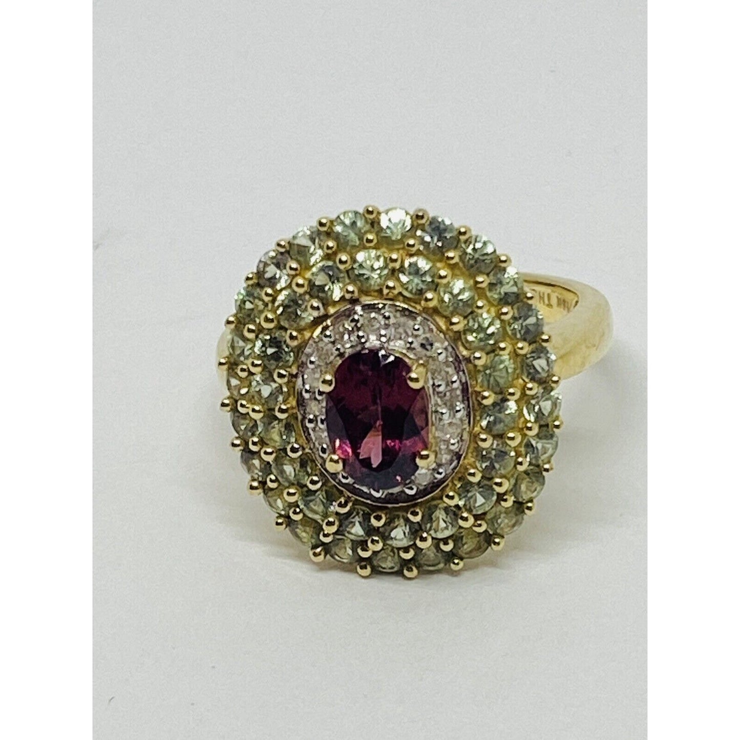 Stunning Multi Stone Diamond 14 K Gold Oval Design Sz 7 Ring THL SAMUEL AARON