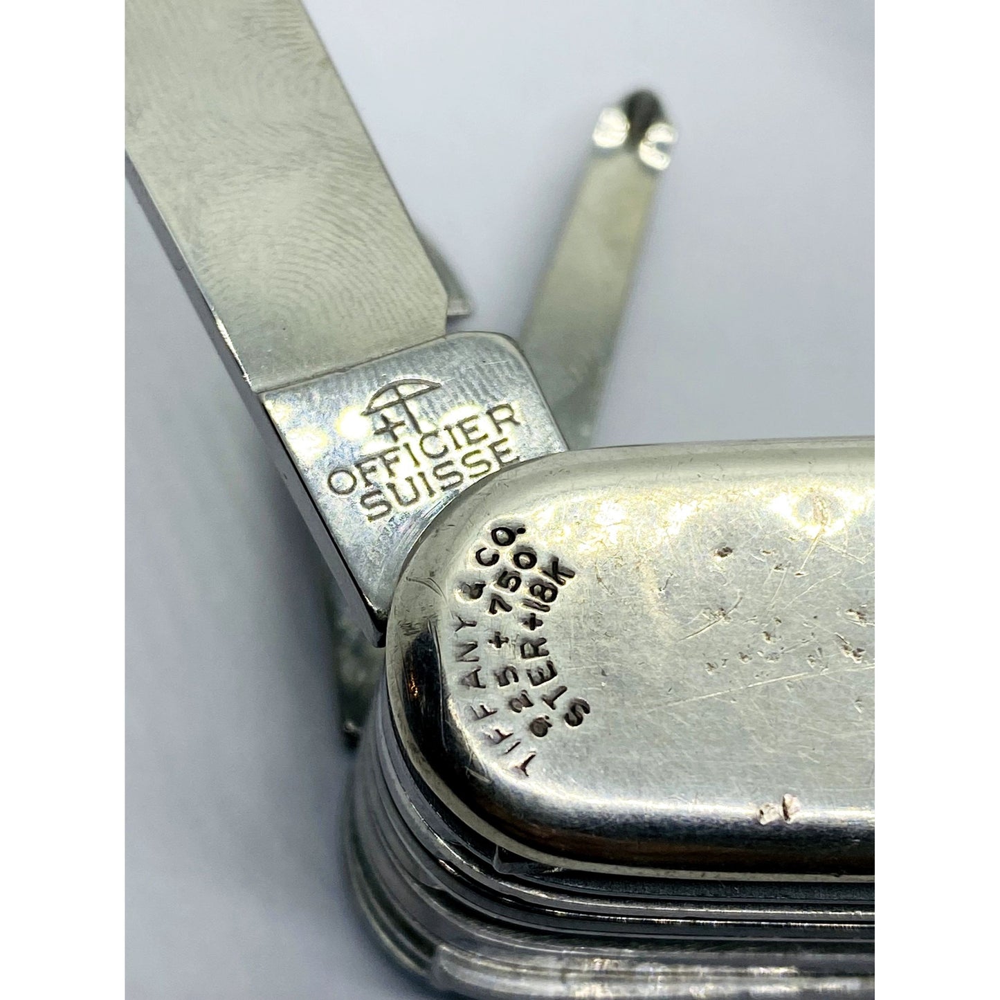 TIFFANY & CO STERLING SILVER 18K & BLUE Victorinox Swiss Army Swiss Champ Knife