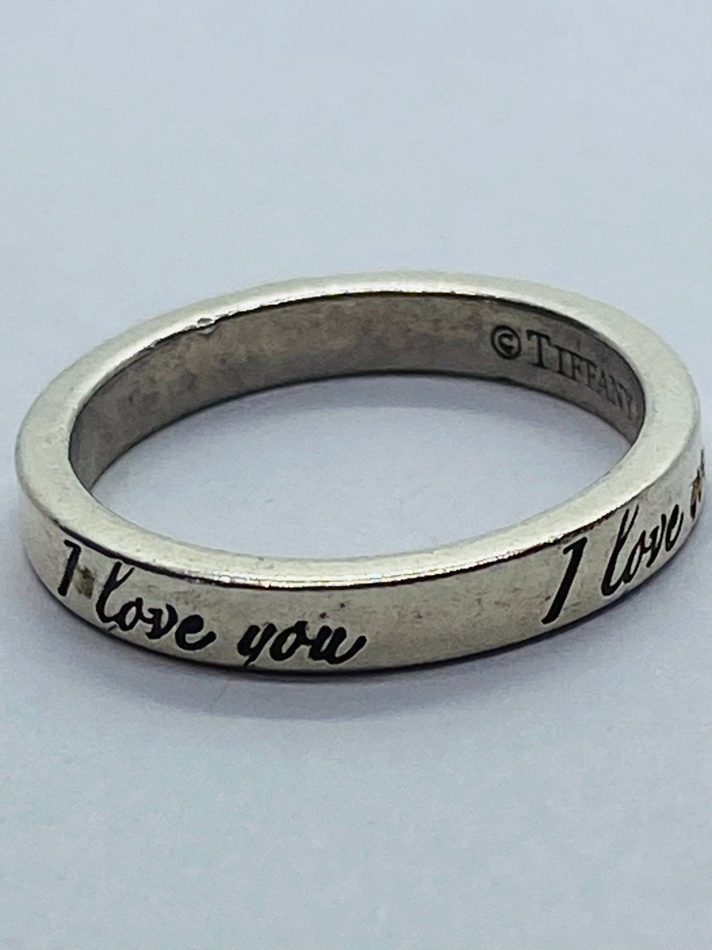 Tiffany & Co. 925 Sterling Silver "I Love You" Eternity Band Ring 4.75