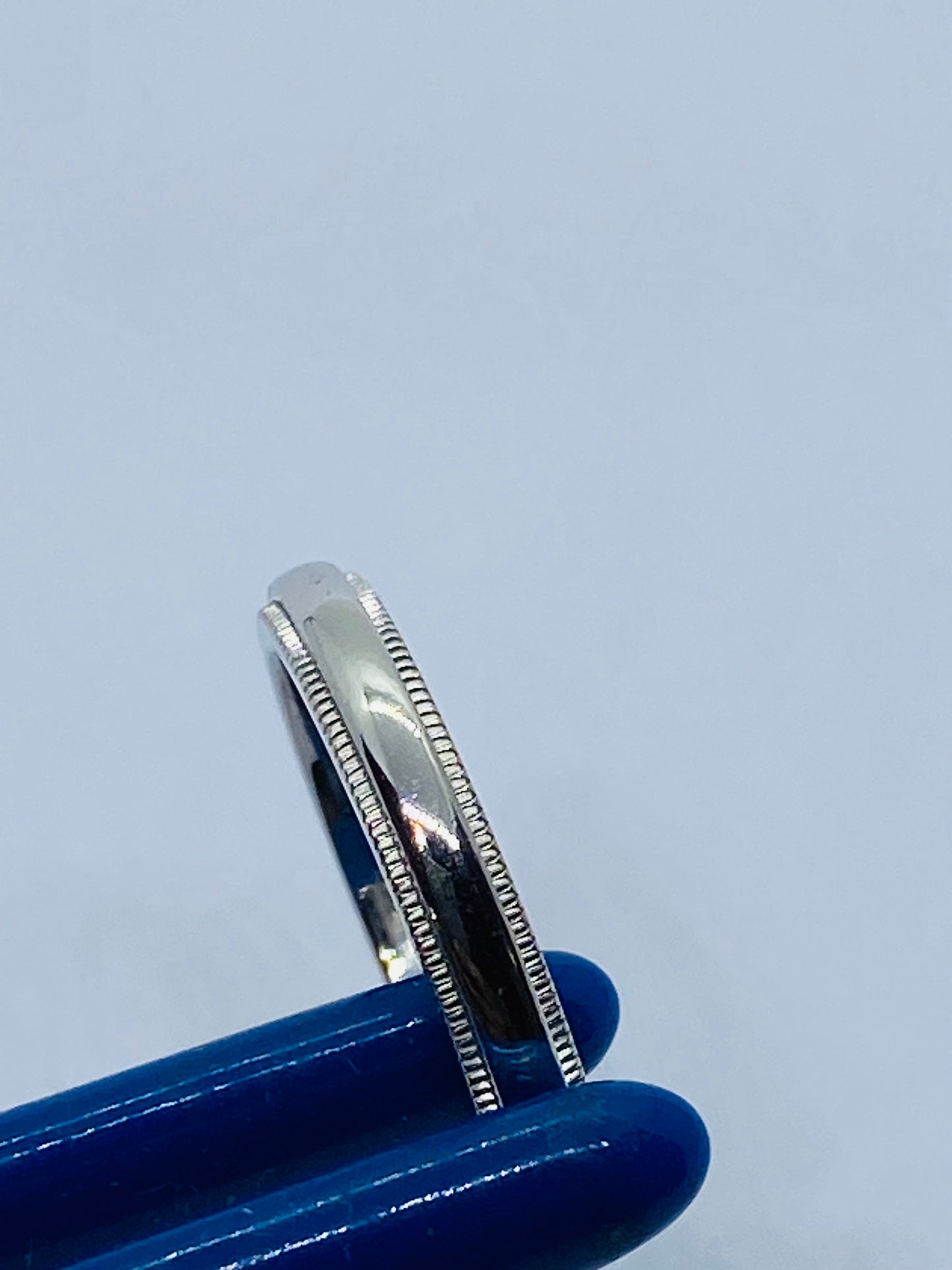 TIFFANY & CO PLATINUM 950 Double MILGRAIN WEDDING BAND 3MM SIZE 4