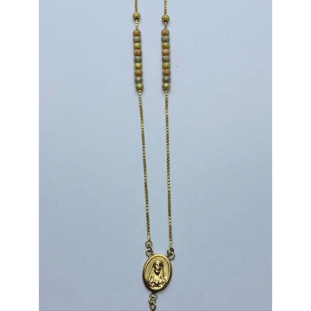 14K Tricolor Rosary 19.25" Religious