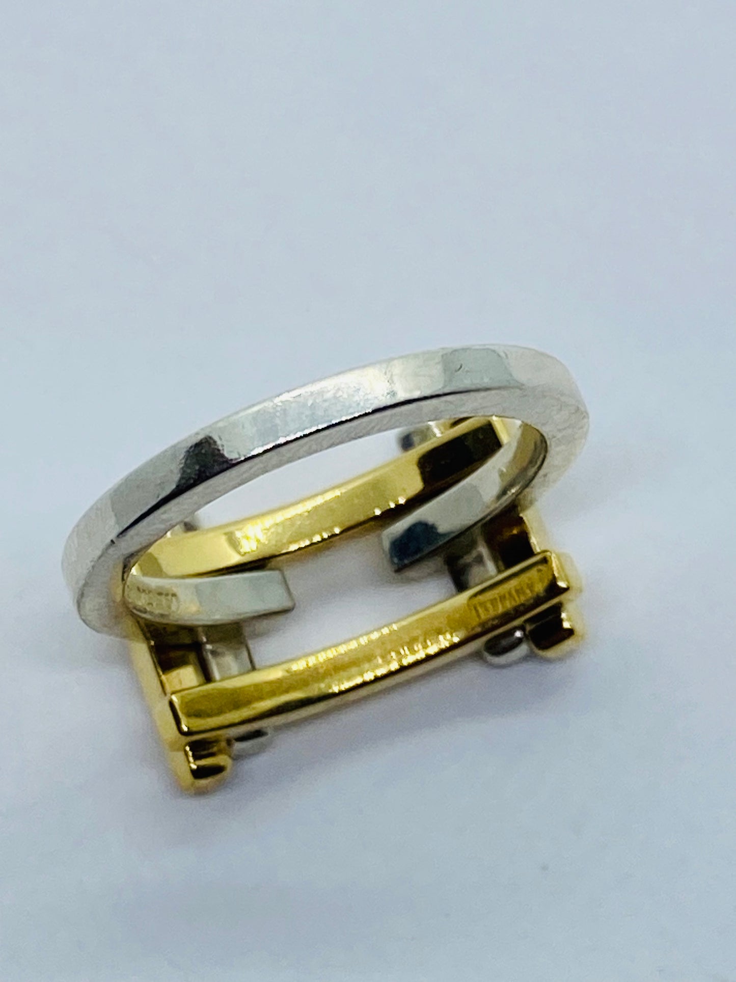 Tiffany & Co Frank Gehry Sterling 18k Gold Axis Flex Band Ring Size 5.5