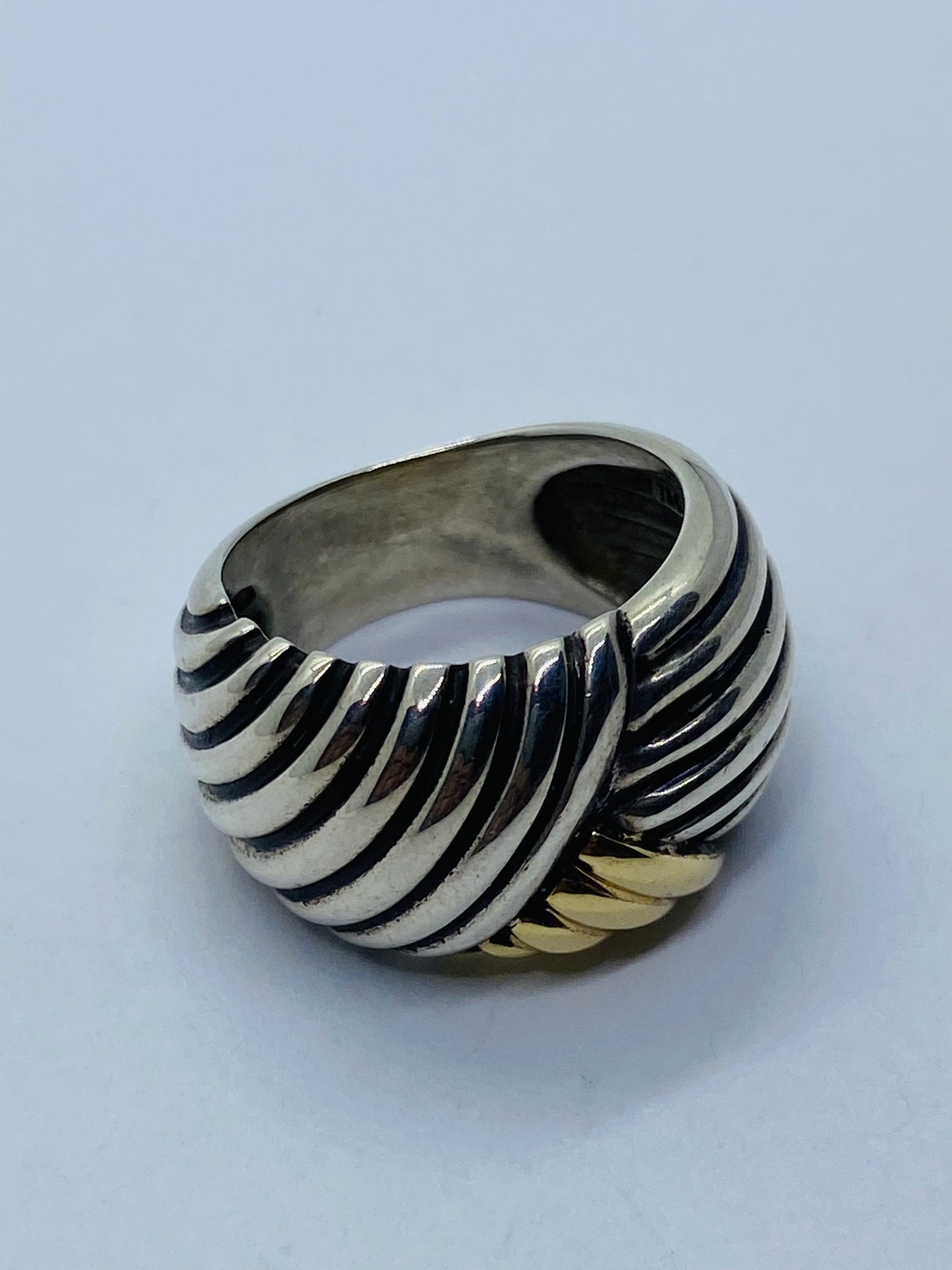 Vintage Tiffany & Co. 14K Gold and Sterling Silver Dome Ring Size 6.75