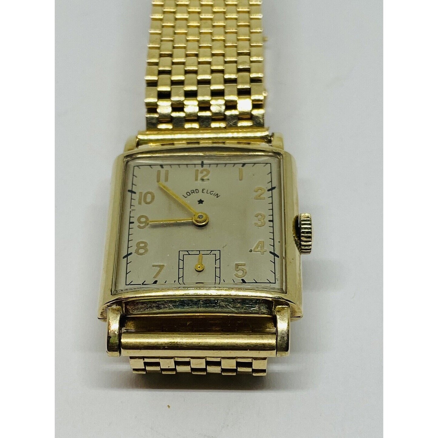 RARE LORD ELGIN SOLOD 14K wrist watch. 59.6 Grams BAND SOLID 14K GOLD 16MM BAND