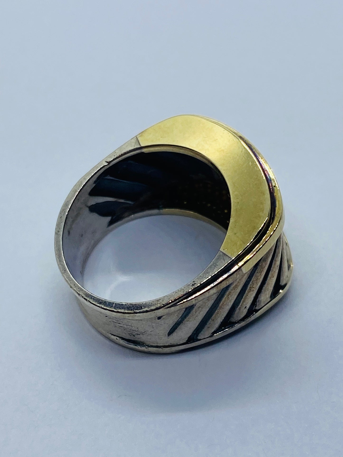 David Yurman Thoroughbred Ring 14K Gold Sterling Silver Cigar Cable Size 7.5