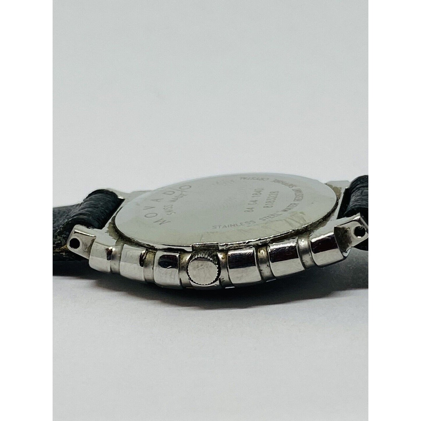 Movado 84 G4 1840 Riveli Ladies Black Dial Face 26MM Case Leather Band