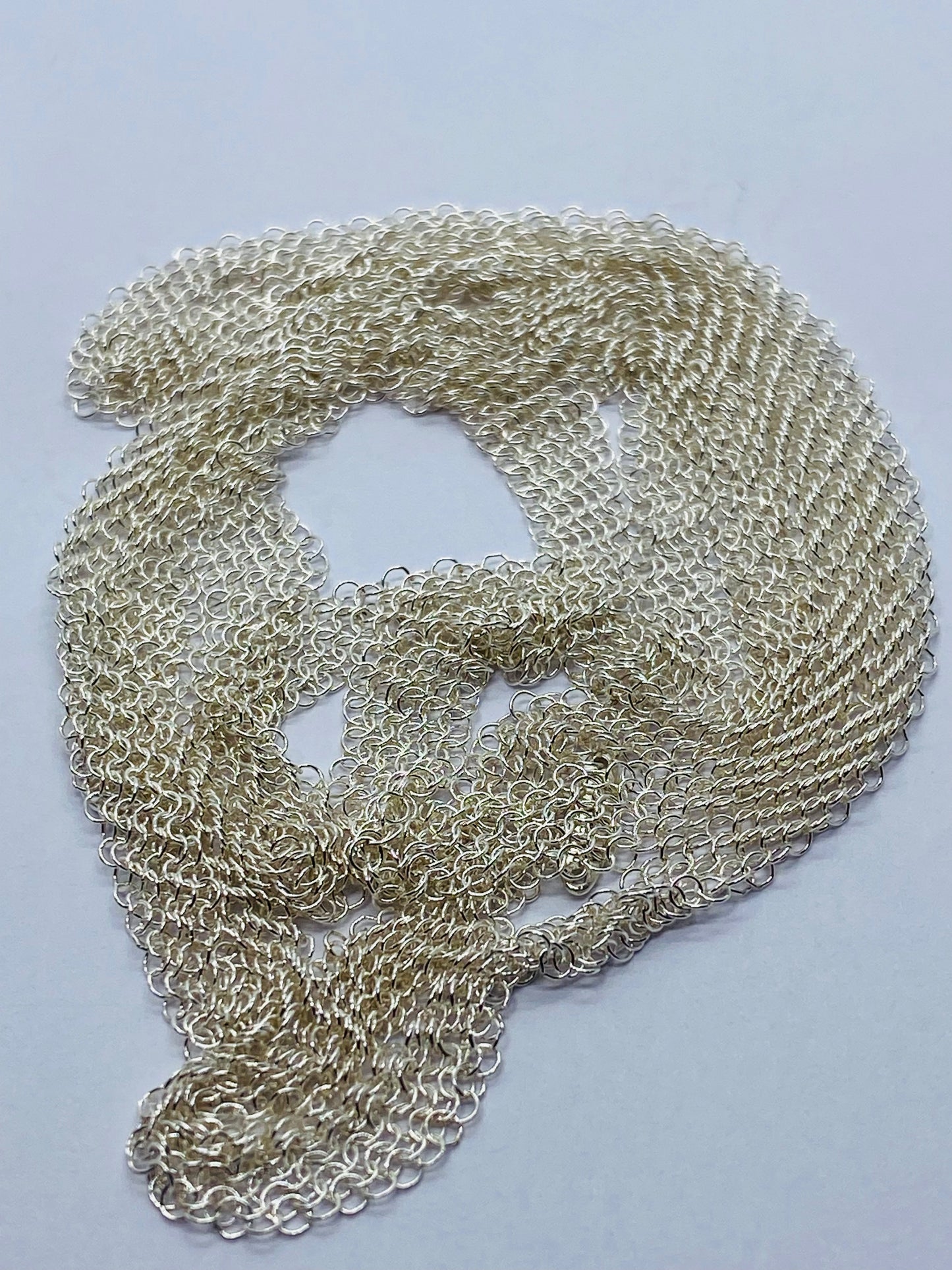 Tiffany & Co Peretti Somerset Mesh Scarf Necklace Sterling Silver 31” Pouch Box