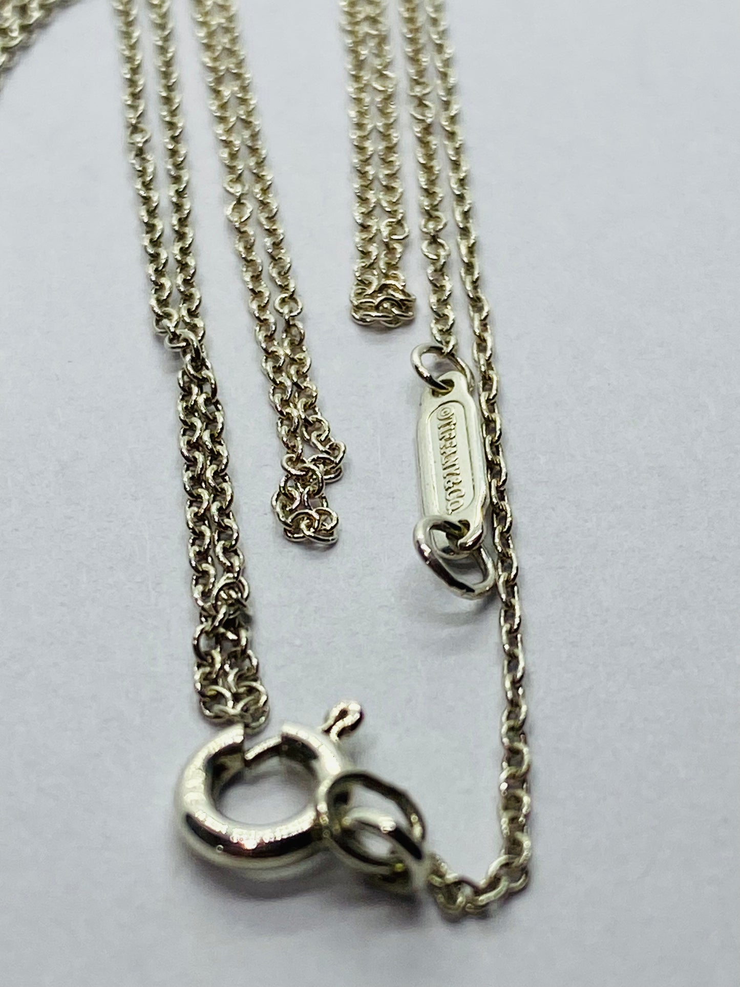 35" Tiffany & Co Sterling Silver 1mm Link Chain Necklace with Lobster Clasp