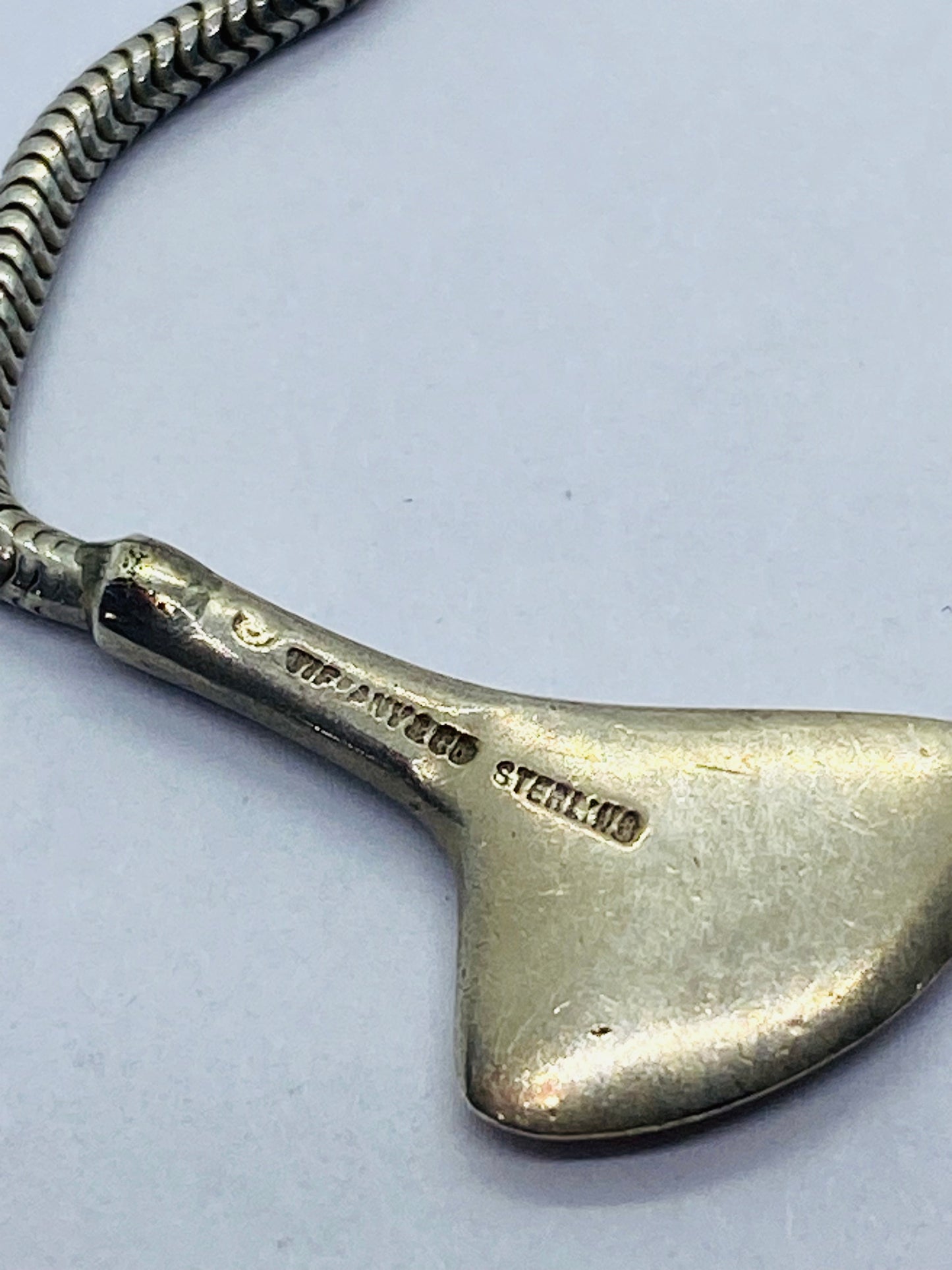Tiffany & Co 925 Sterling Silver Wrap Bone Snake Necklace 38” long