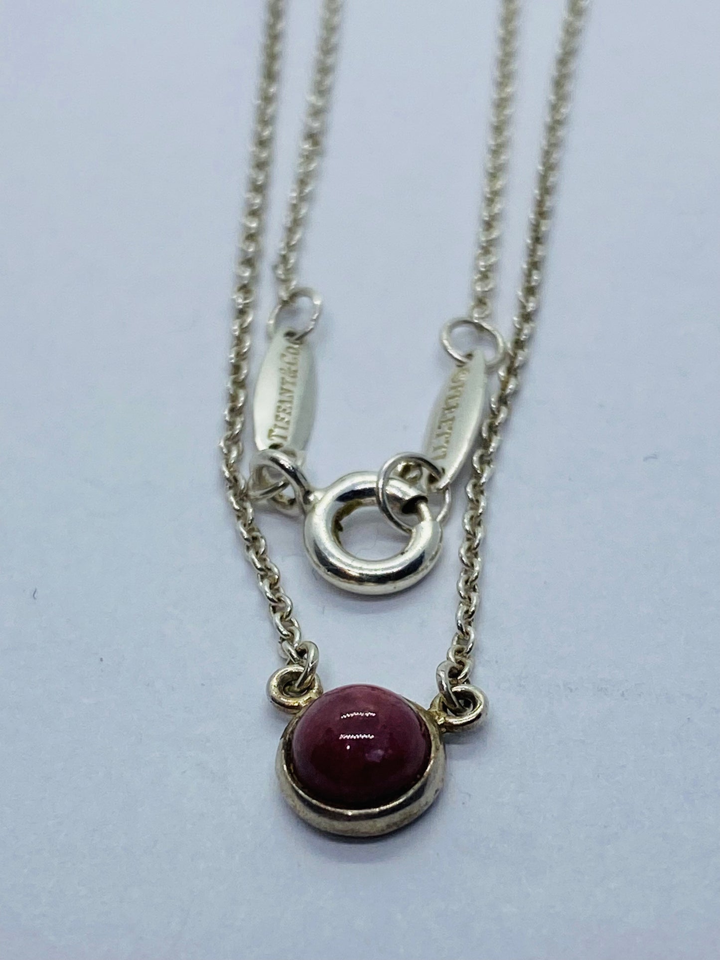 Tiffany & Co. Rhodonite Colors by the Yard Necklace 16” Elsa Peretti Silver