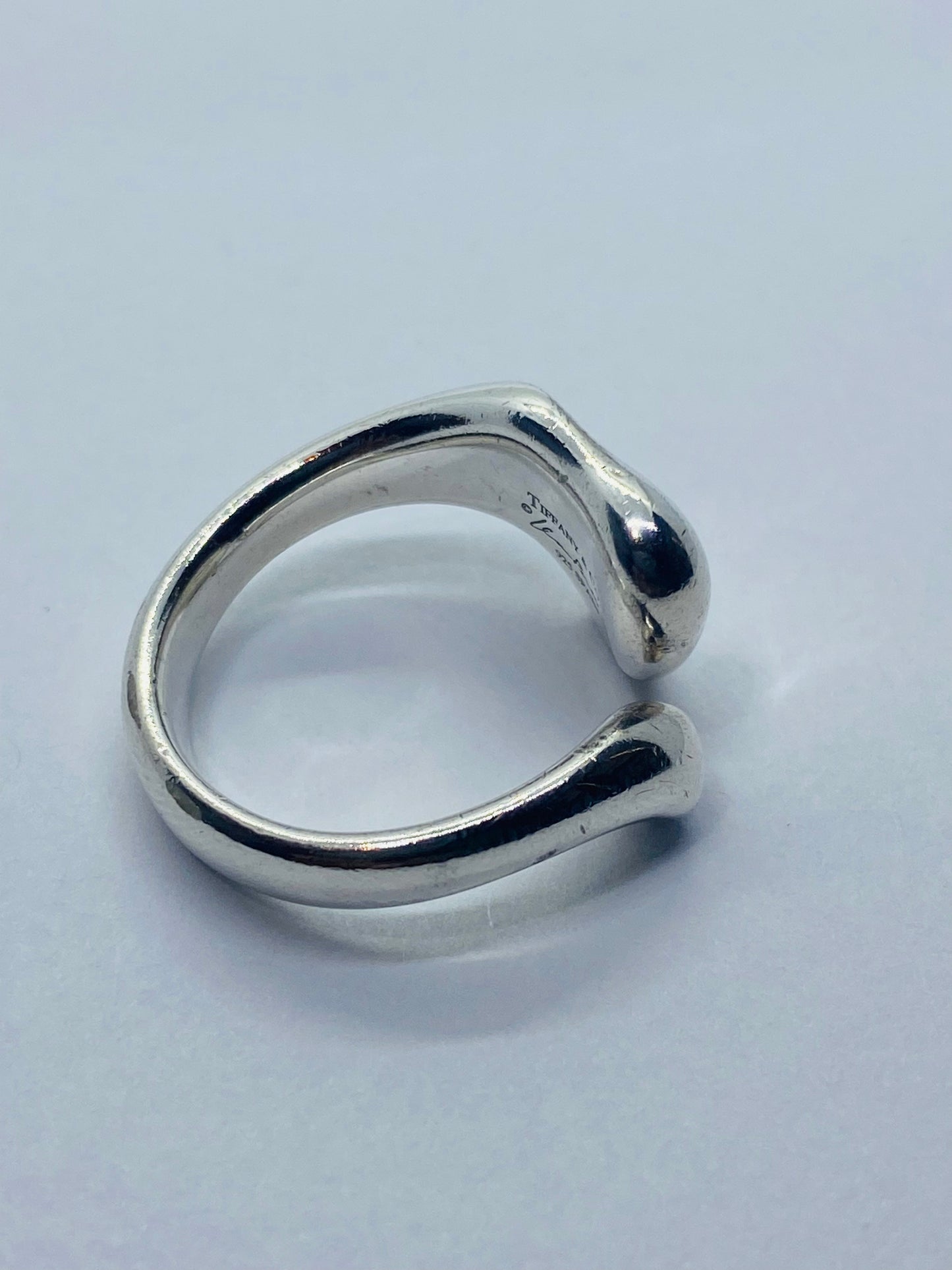 Tiffany & Co. Elsa Peretti Sterling Silver Full Heart Diamond Ring, Size 6.0