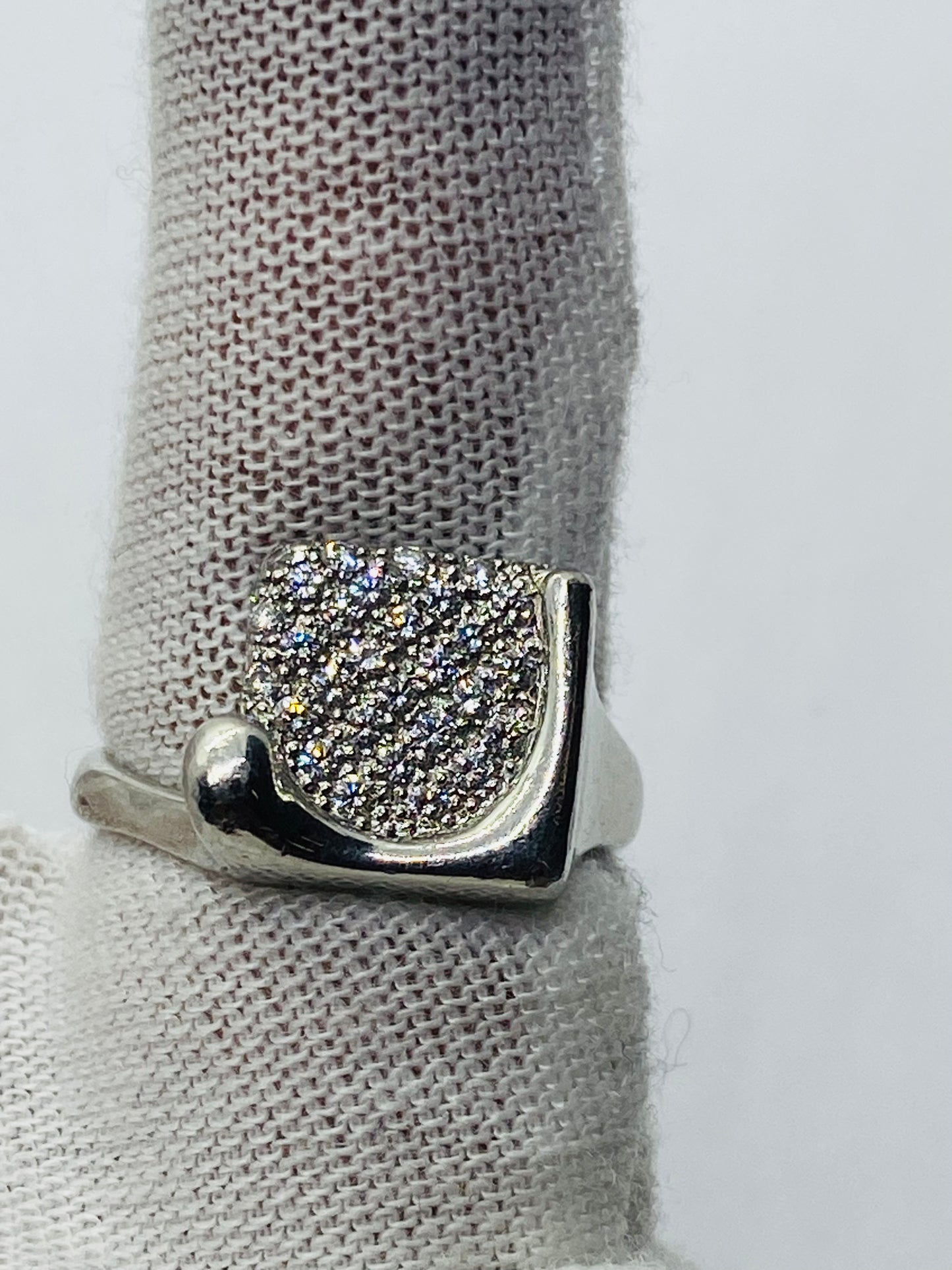 TIFFANY & CO ELSA PERETTI PLATINUM SQUARE SPLASH DIAMOND RING .95CT SIZE 6