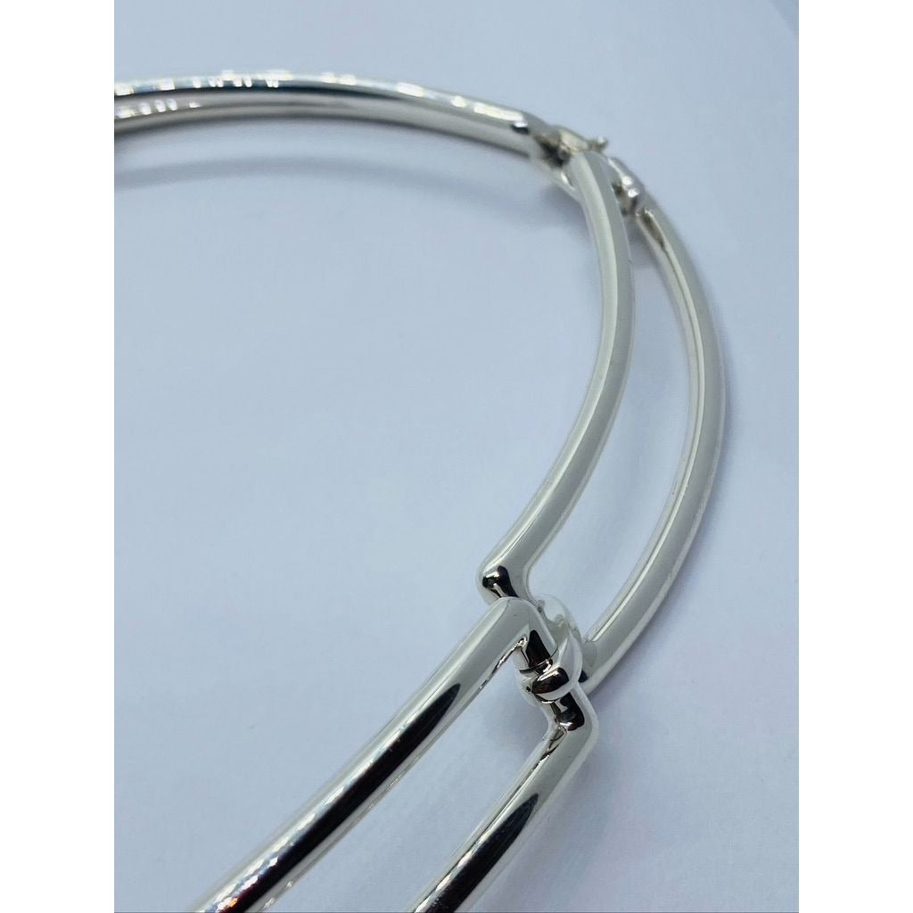 Tiffany & Co Sterling Silver 925 2002 Italy Rectangular Link Bar Collar Necklace