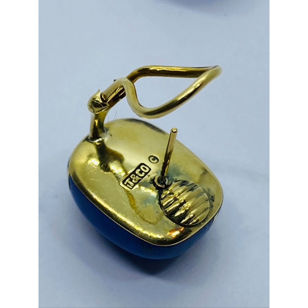 Tiffany & Co 18K Gold & Lapis Onyx Earrings by Angela Cummings