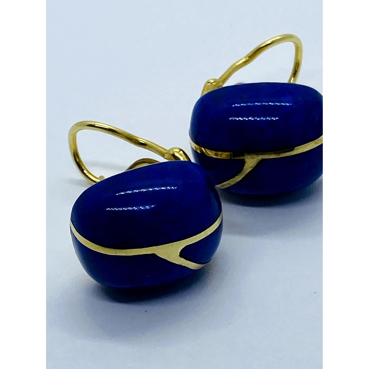 Tiffany & Co 18K Gold & Lapis Onyx Earrings by Angela Cummings
