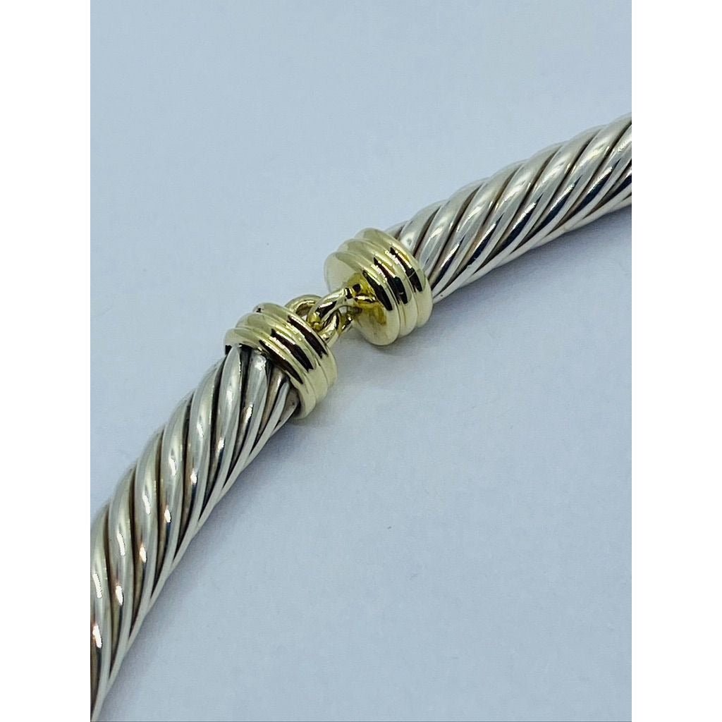 David Yurman Sterling Silver & 14k Yellow Gold Choker Collar Necklace 5MM