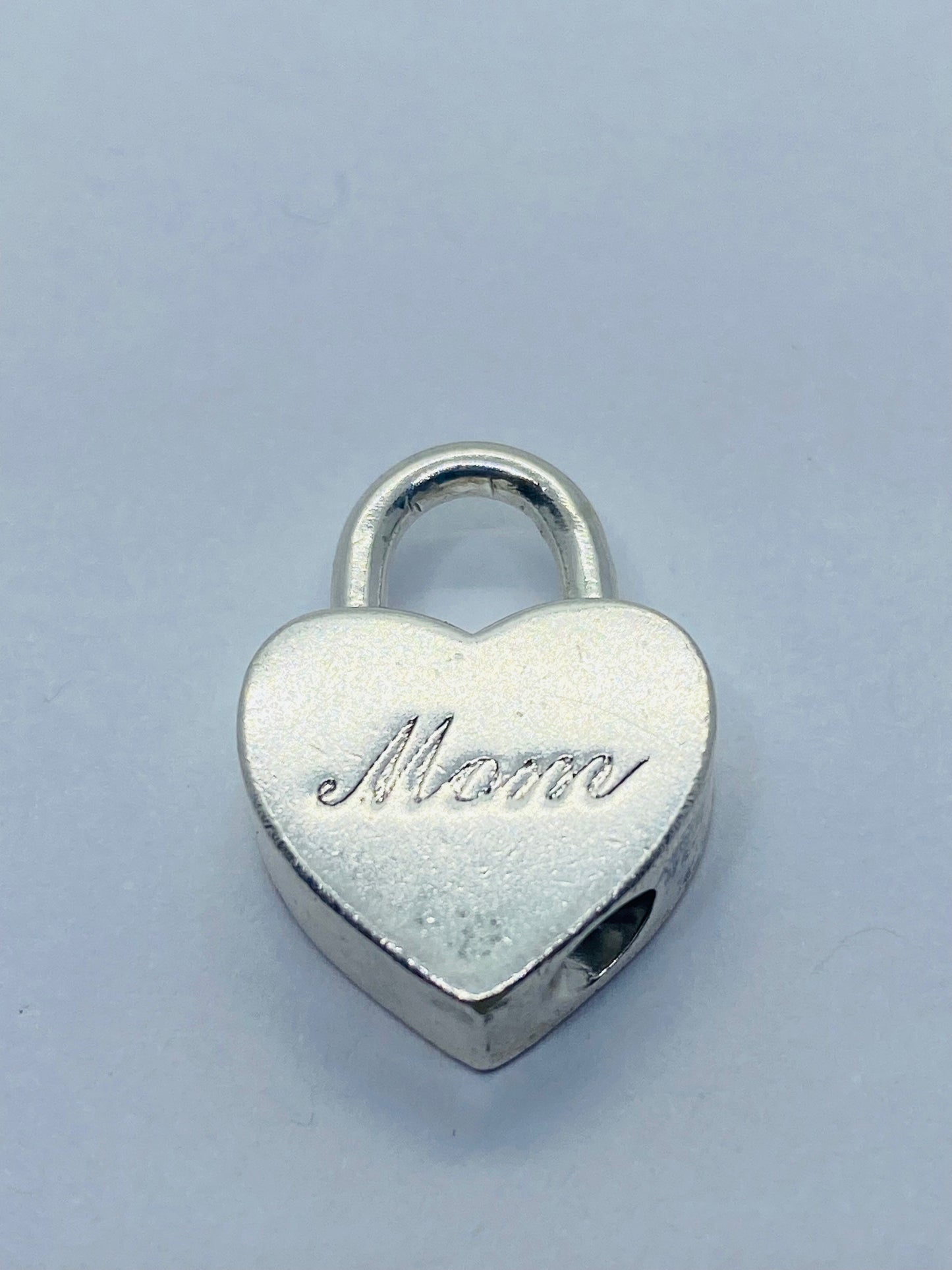 Tiffany & Co Silver Mom Heart Padlock Charm Pendant