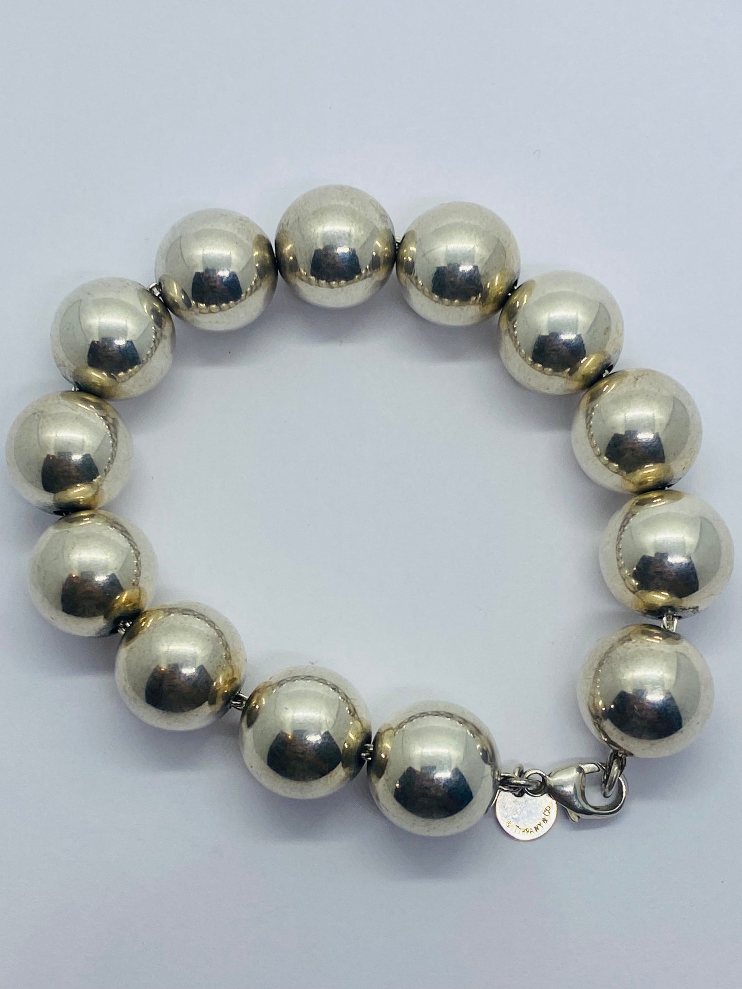 Tiffany & Co. Sterling Silver Large 14mm Hardwear Ball Bead 8" Bracelet Pouch