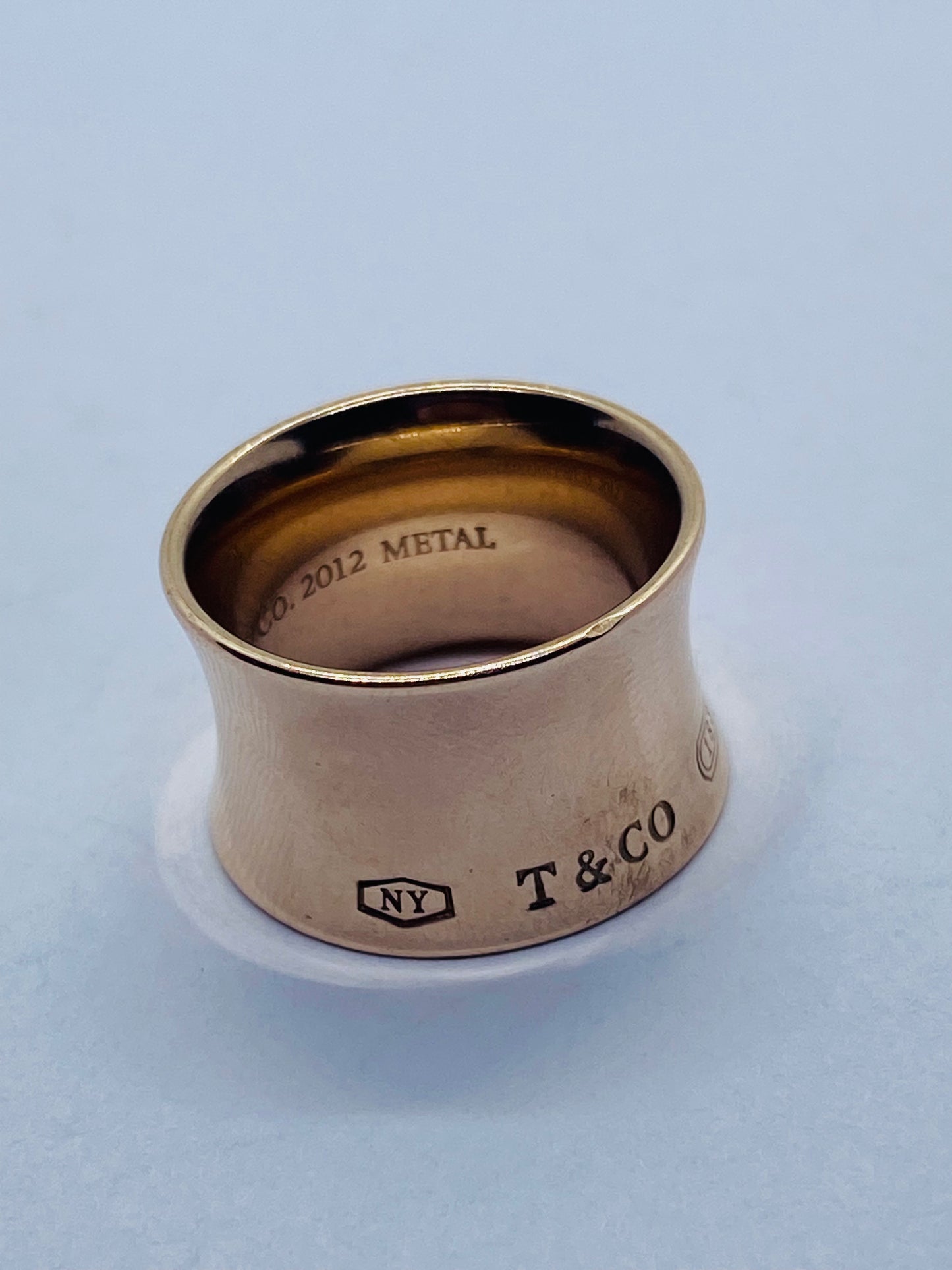Tiffany & Co. Rubedo Metal 1837 Wide Concave Ring Size 4 Pouch Box