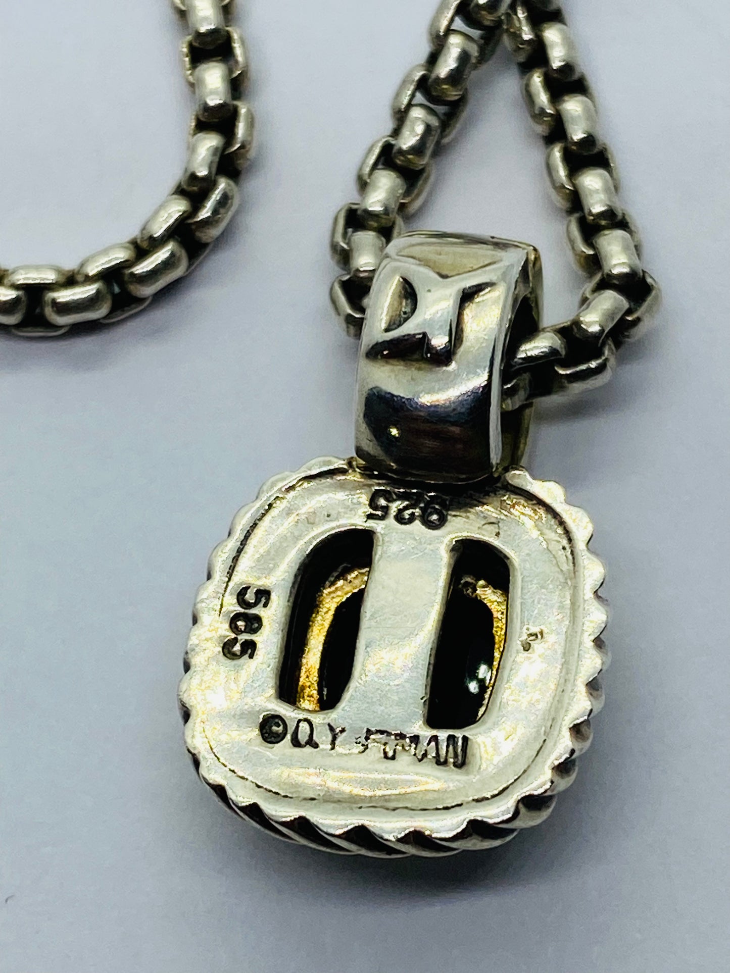DAVID YURMAN 14KT GOLD 925 SILVER ALBION BLACK ONYX ENHANCER PENDANT NECKLACE