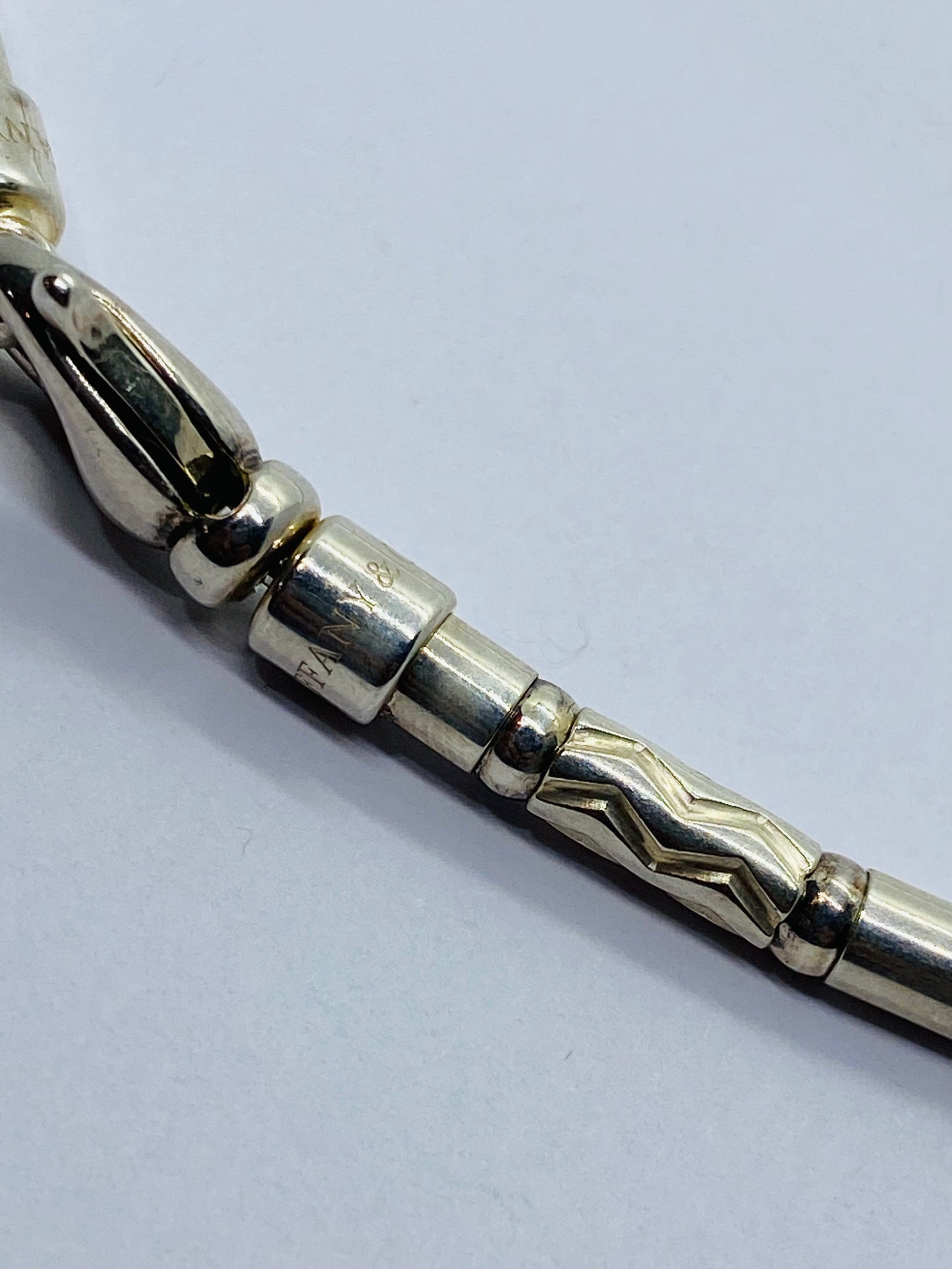 Vintage Tiffany & Co. Sterling Silver Aztec Etched Zigzag Necklace Germany 16"