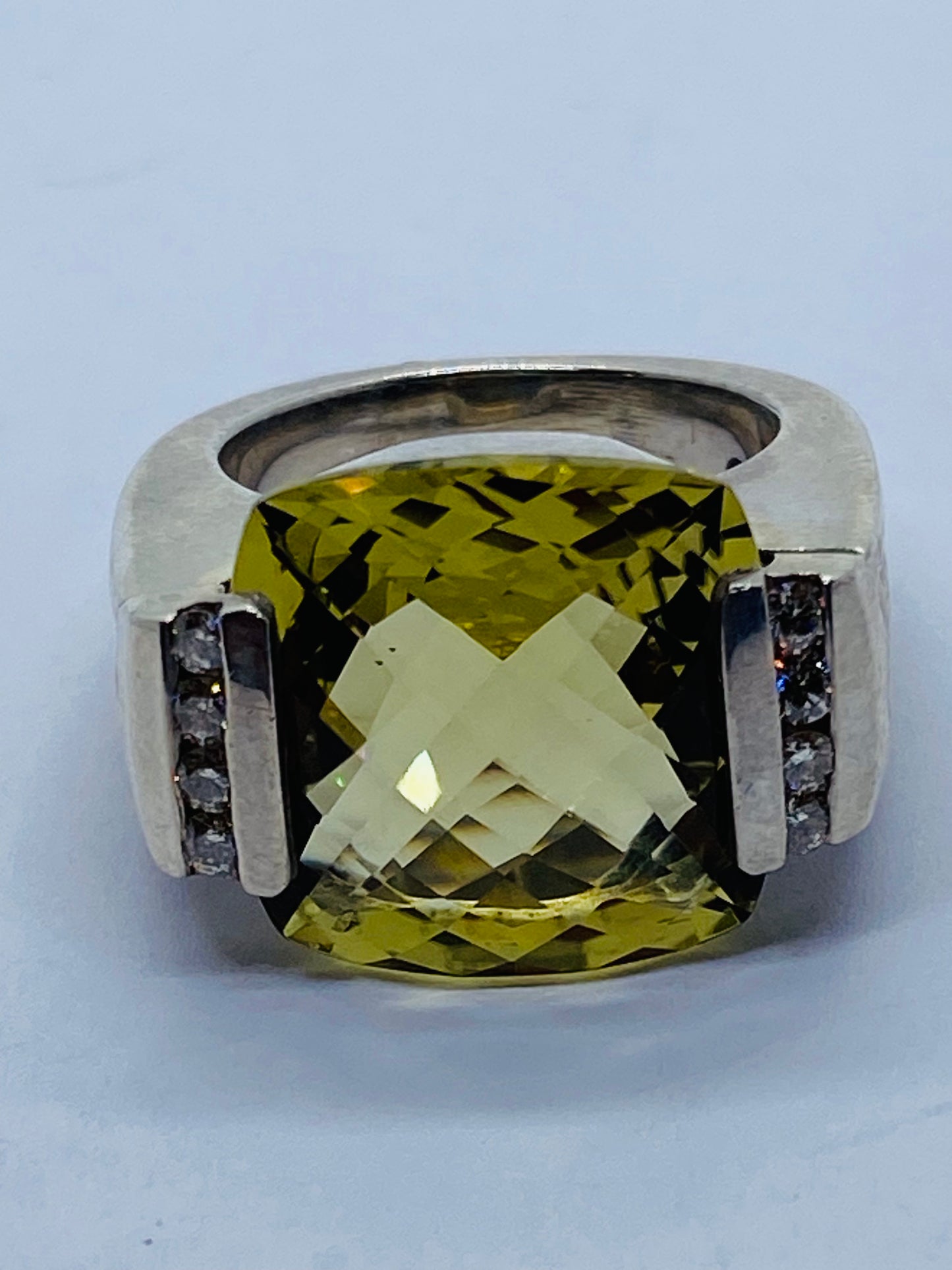 David Yurman Sterling Silver, Diamond and Citrine Deco Lemon Deco Ring