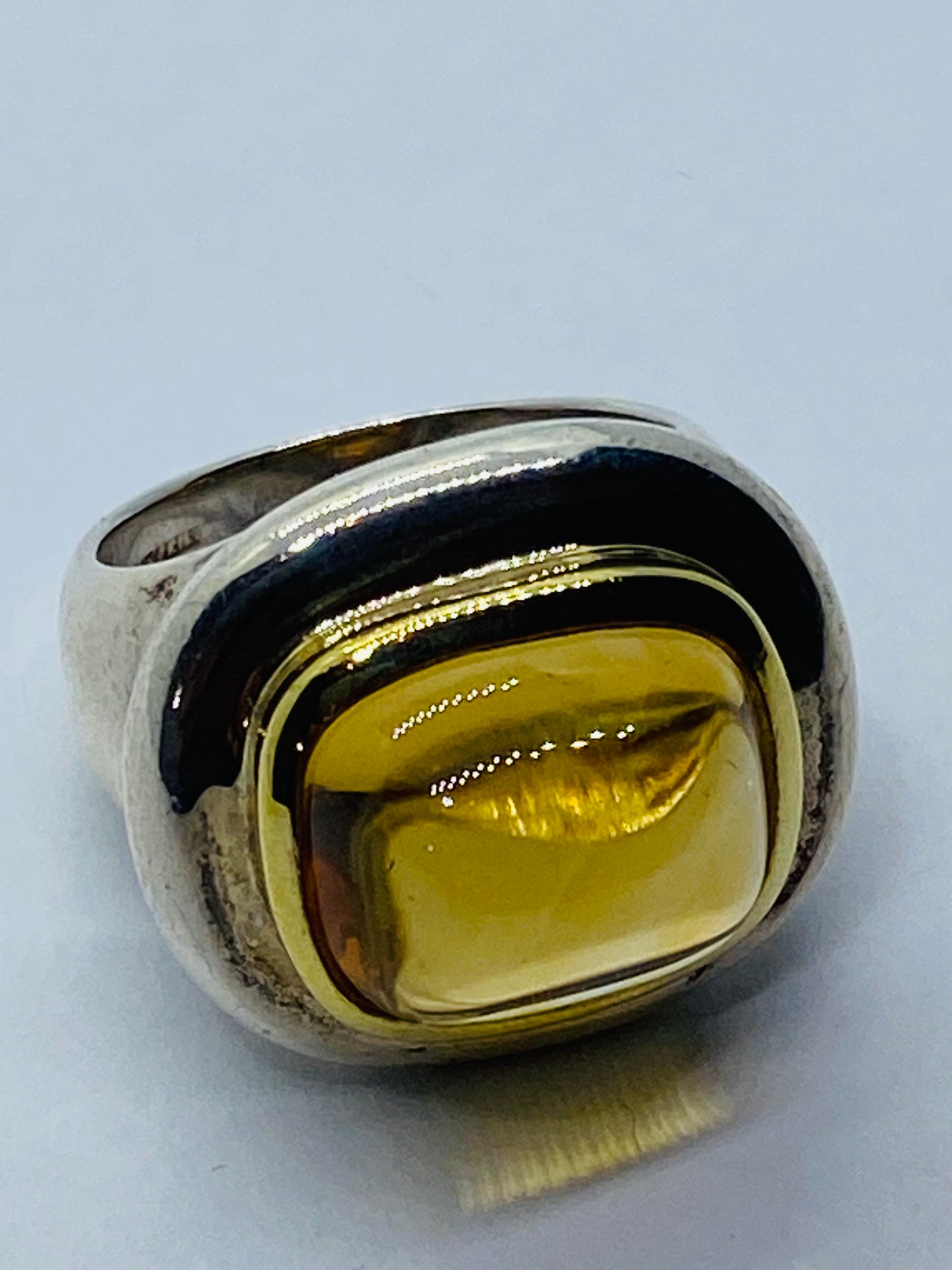Tiffany & Co Sugar Loaf PALOMA PICASSO Sterling Silver 18k 750 Gold Citrine Ring