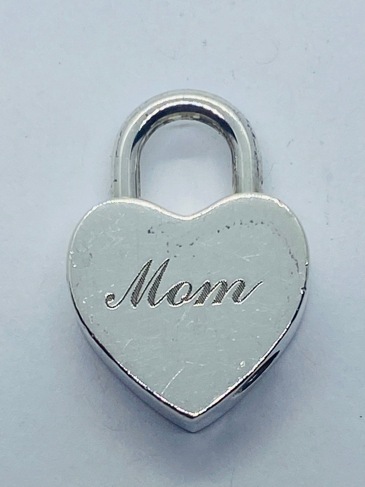 Tiffany & Co Silver Mom Heart Padlock Charm Pendant! READ!