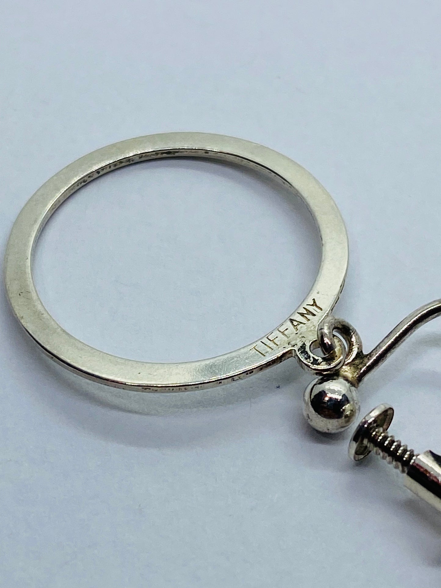 Tiffany & Co Sterling Silver 925 Screw Back Circle Dangle Earrings 28MM