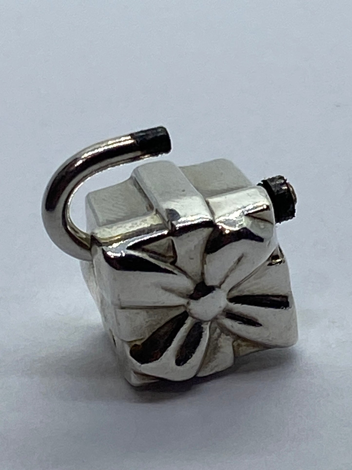 Tiffany & Co Silver Signature Gift Box Padlock Charm Pendant OPENS
