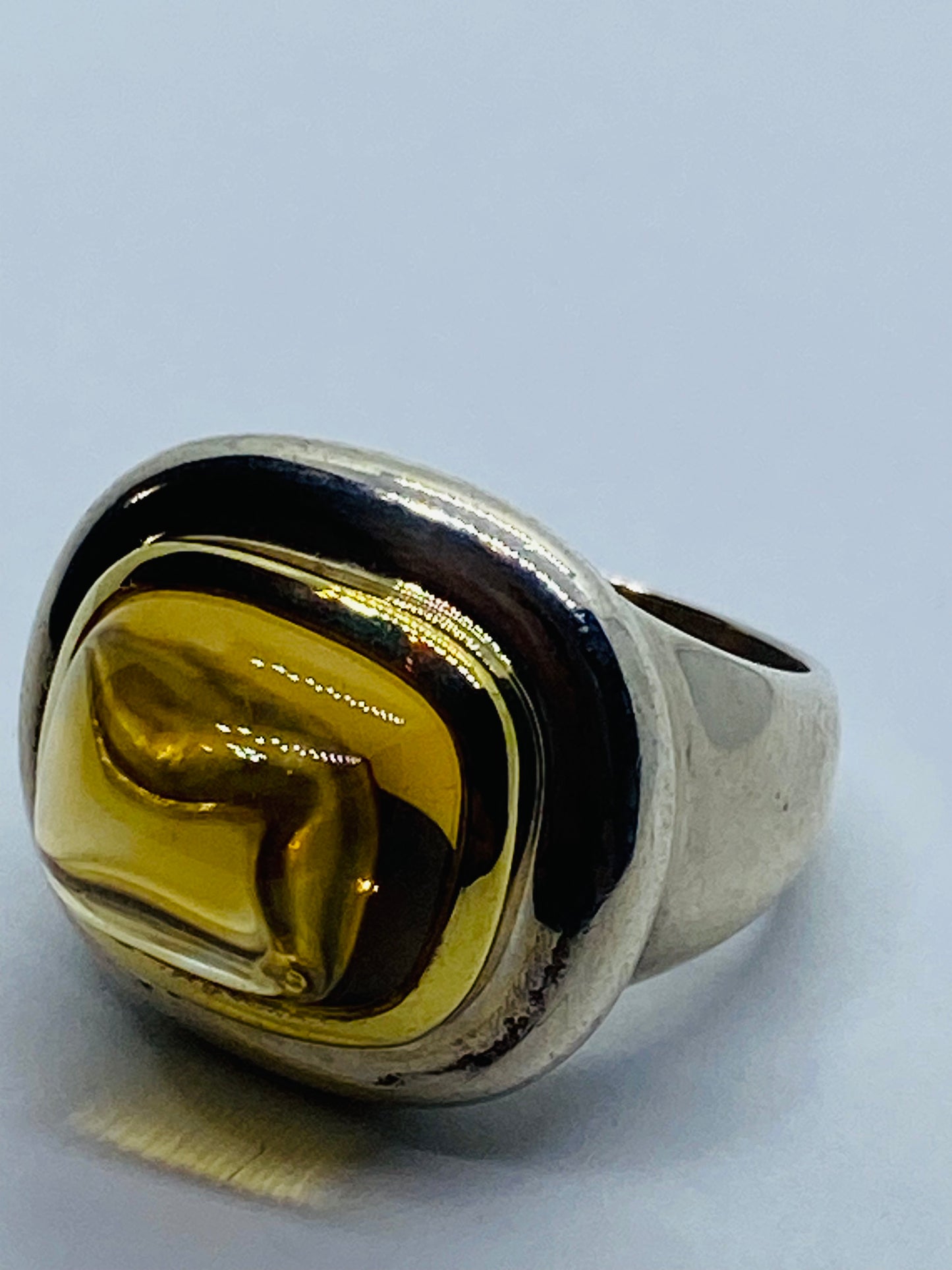 Tiffany & Co Sugar Loaf PALOMA PICASSO Sterling Silver 18k 750 Gold Citrine Ring