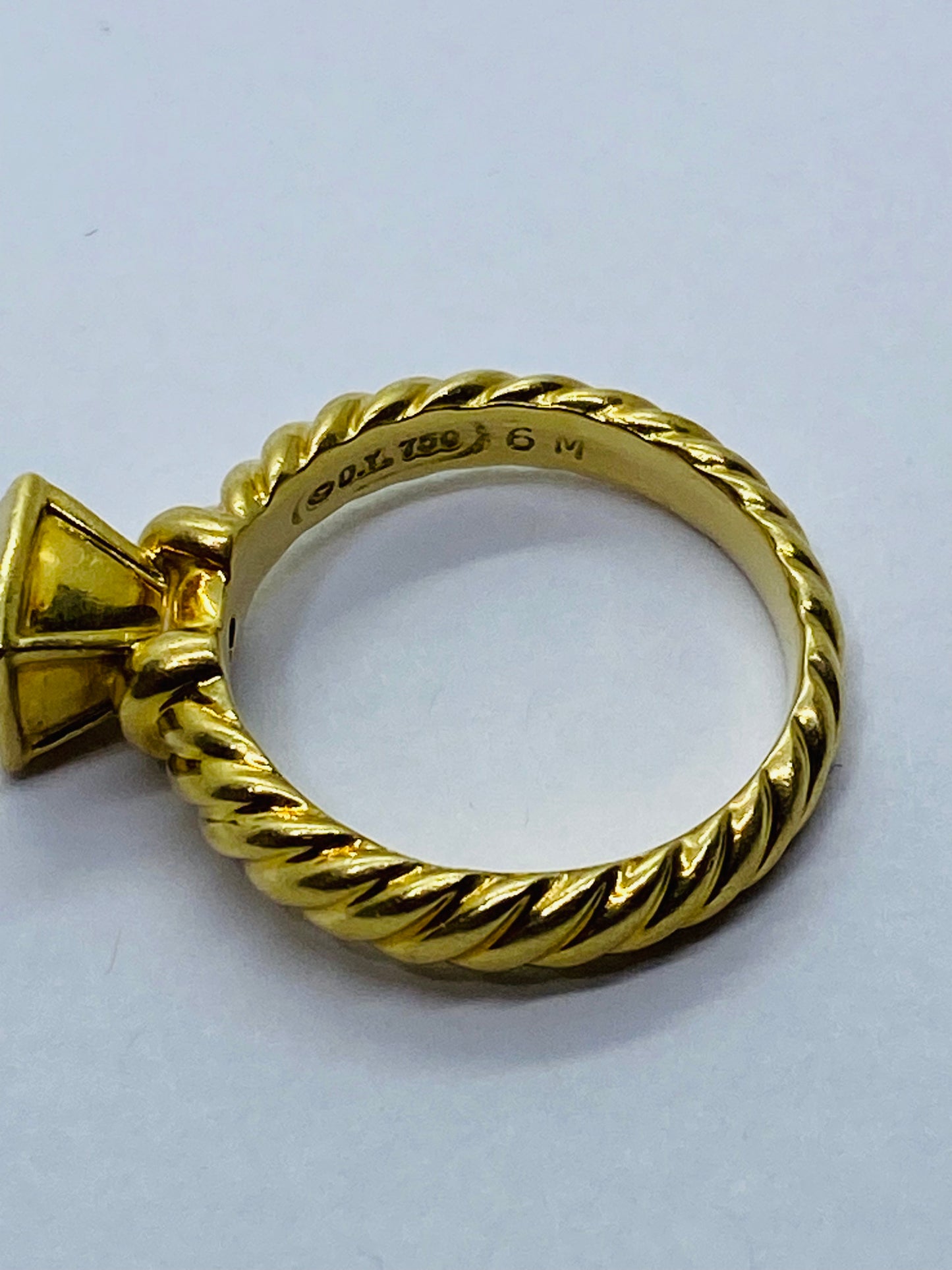 David Yurman 18K Yellow Gold Amethyst Cable Ring Size - 6