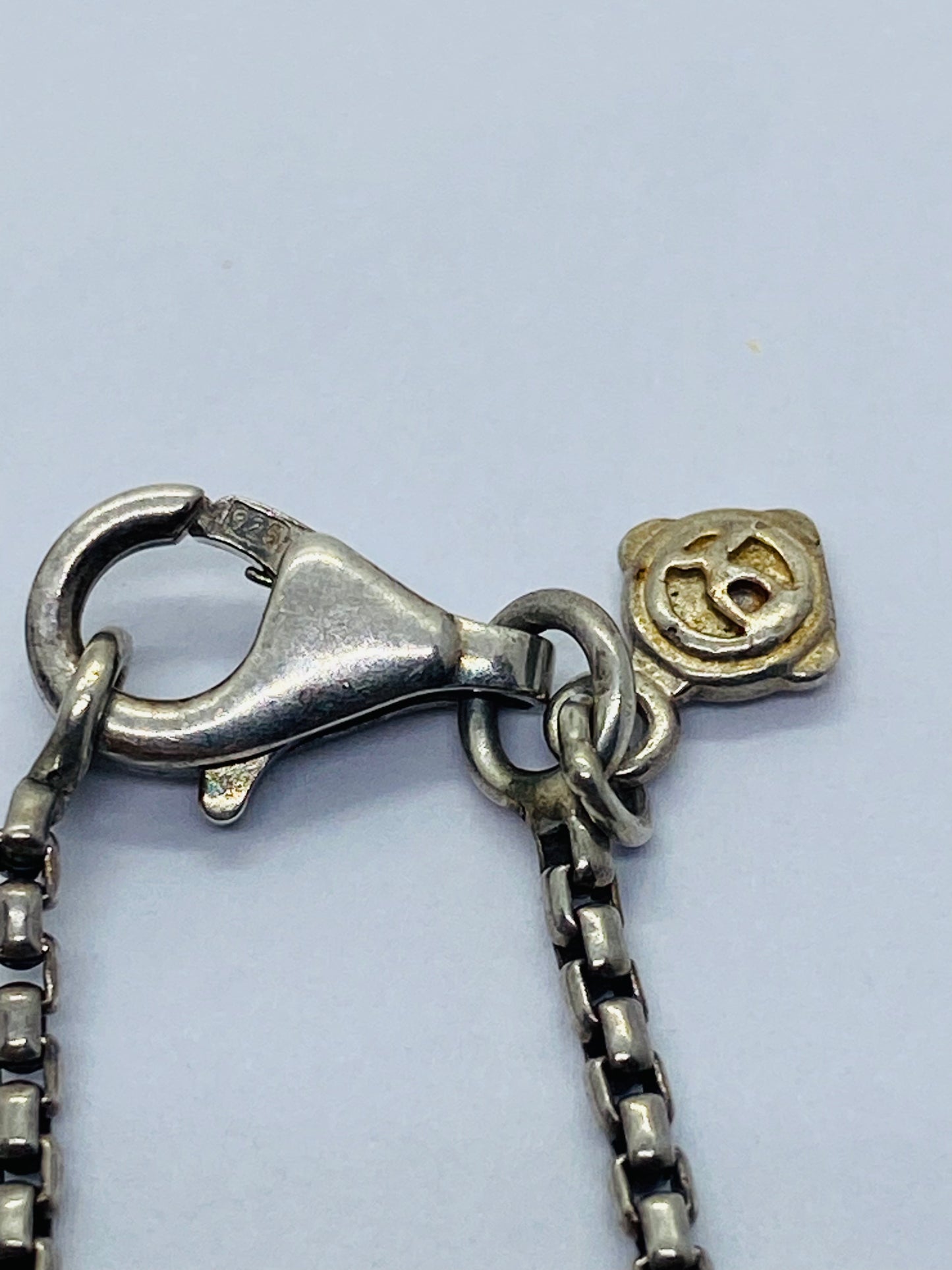 David Yurman Sterling Silver & 14k Blue Topaz Albion Pendant Enhancer 16.5”