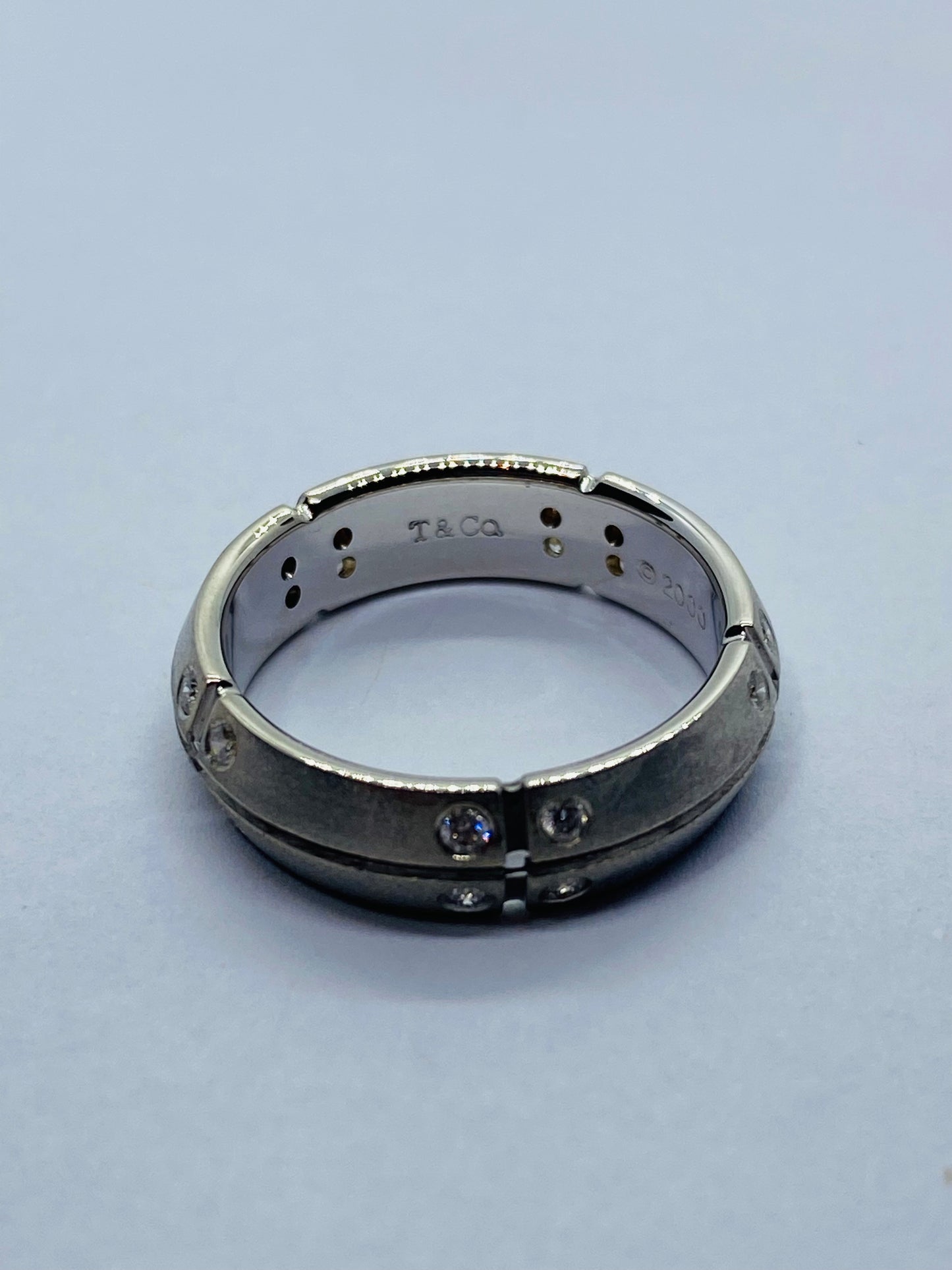 Tiffany & Co. 2000 Stream America 18K White Gold Diamond Band Ring - Size 5