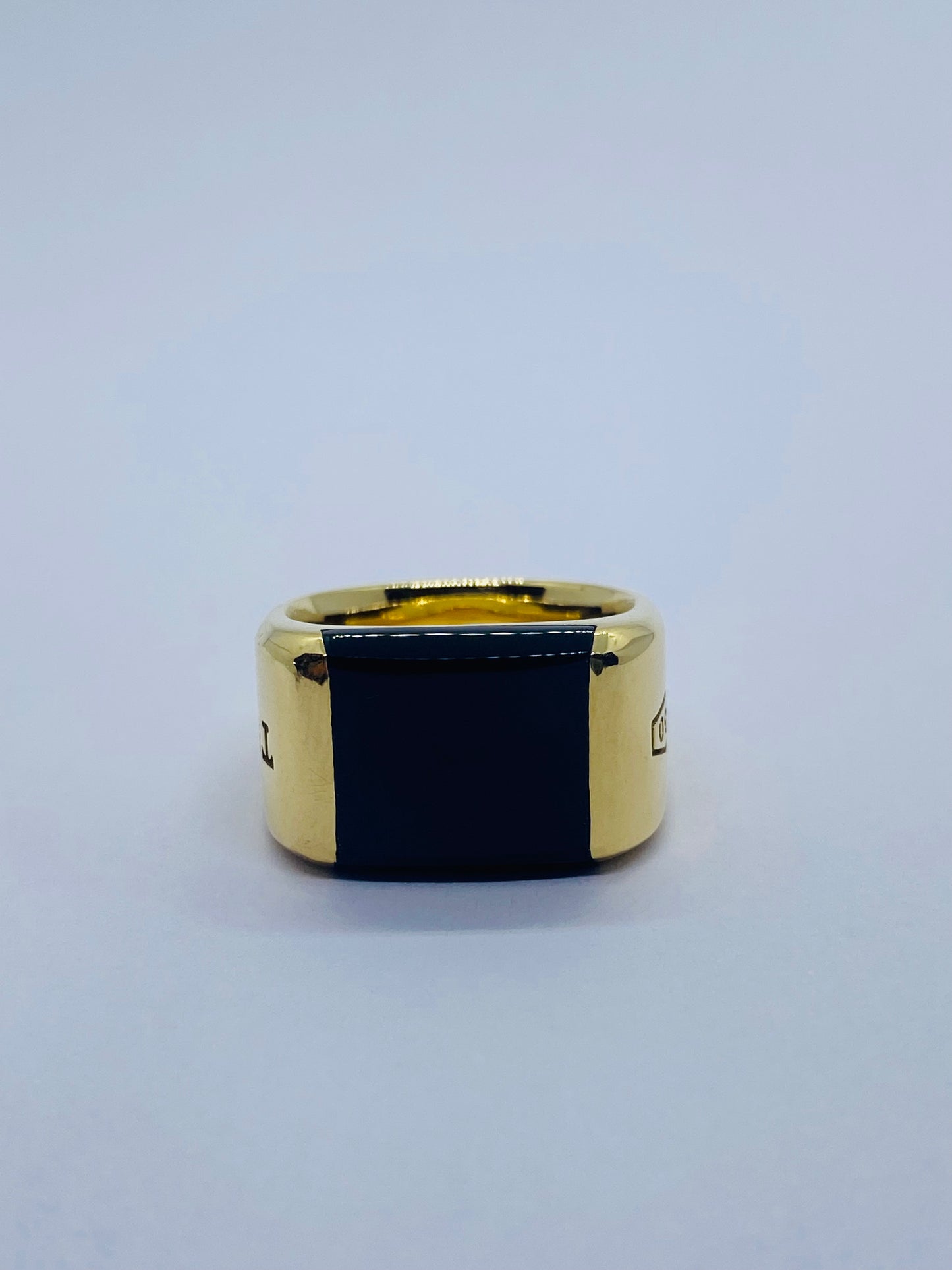 Tiffany & Co 1837 Makers Black Onyx Signet Men's Ring 18K Size 6. Mint