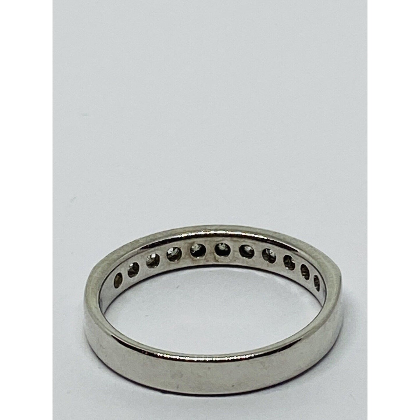 14k White Gold .44 TCW 11 Diamond Wedding Band Ring Channel Set Signed