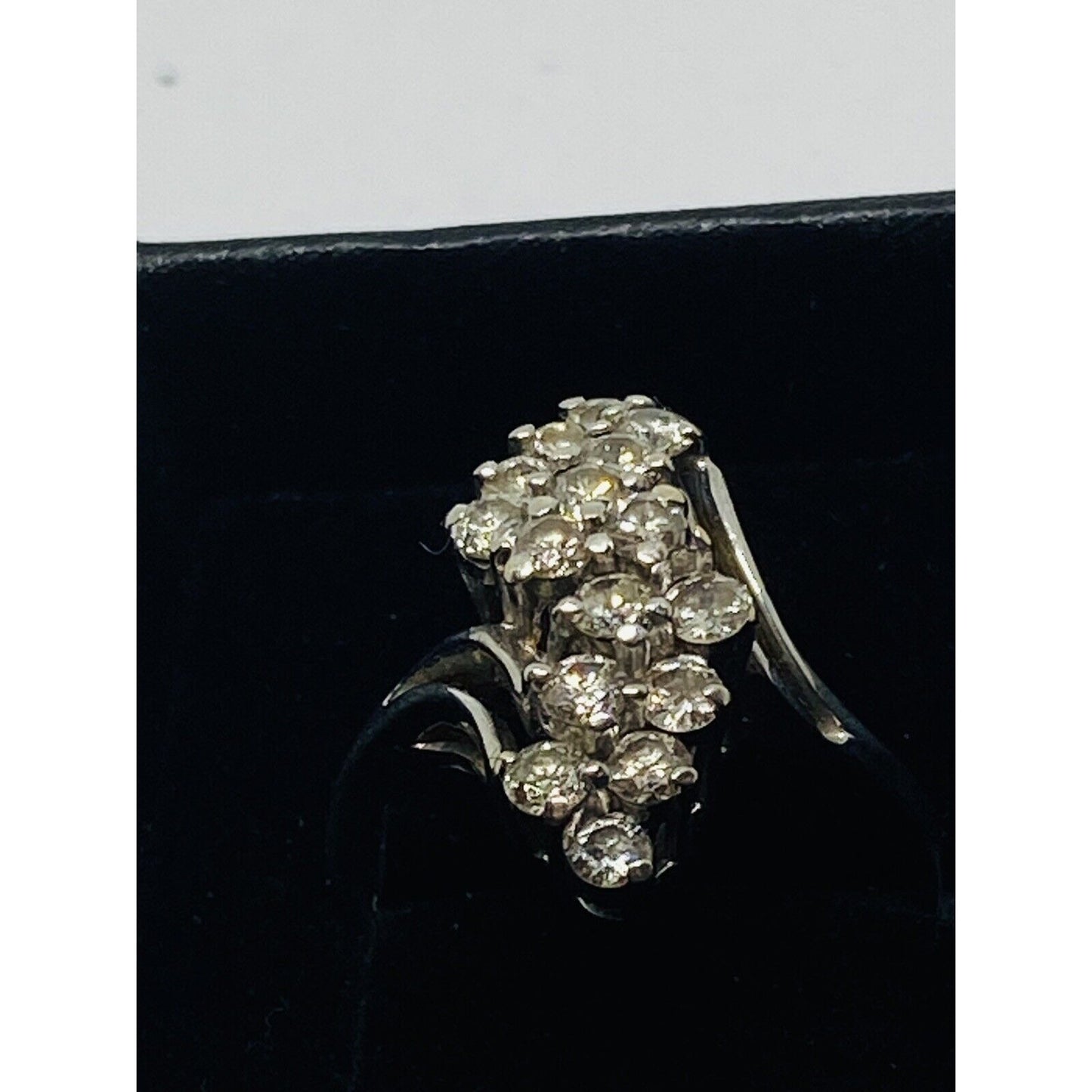 Vintage Estate 14k White Gold 1.28CTW Diamond Cluster Ring, Size 7.25