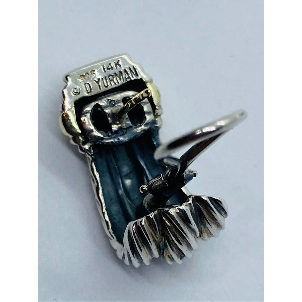 David Yurman Triple Cable Two-toned Pierced Hinge Clip Earrings 14K Sterling 925