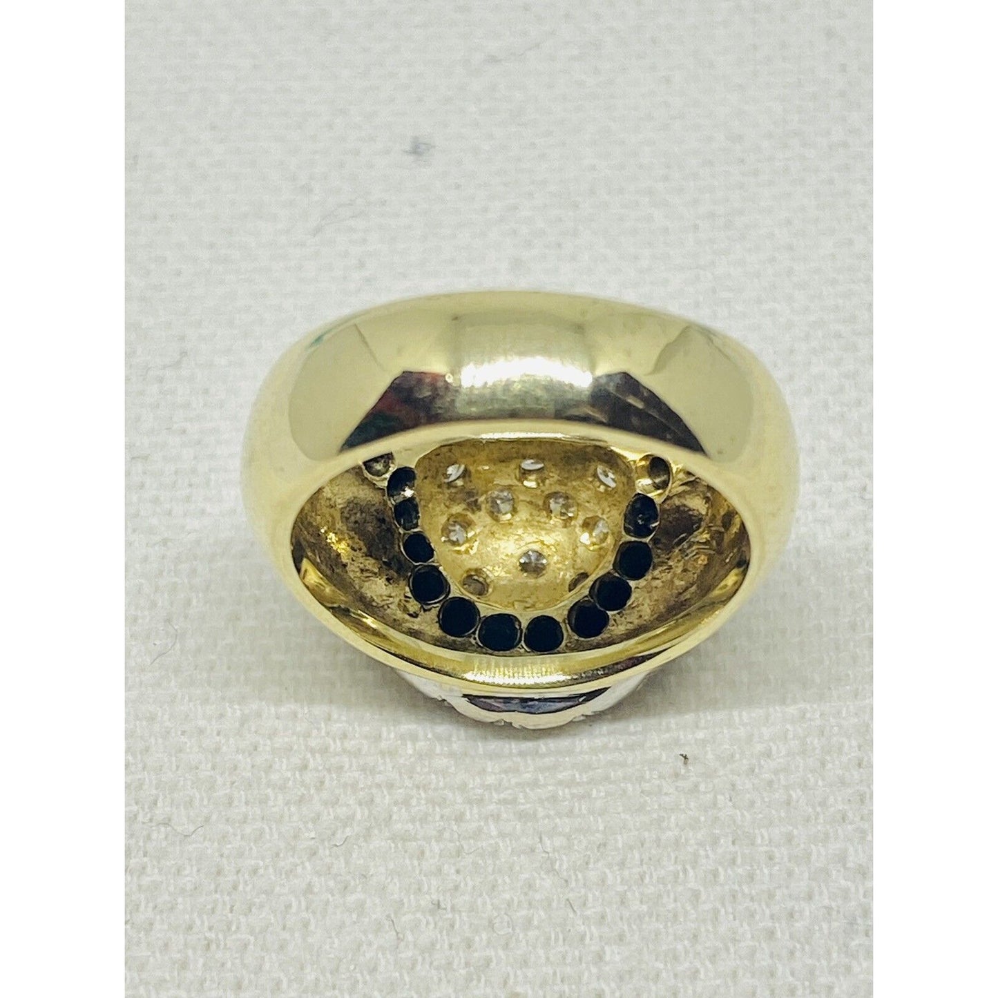 0.65ct Diamond Solid 18K Gold Two Tone Dome Ring 14.6 Grams Signed SC Size 6.5
