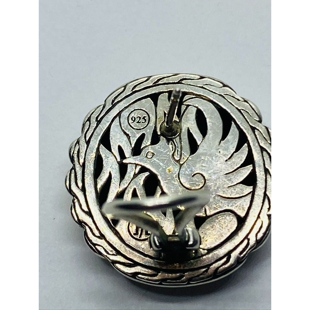 John Hardy Ribbed Post Clip On Earrings Sterling Silver 925