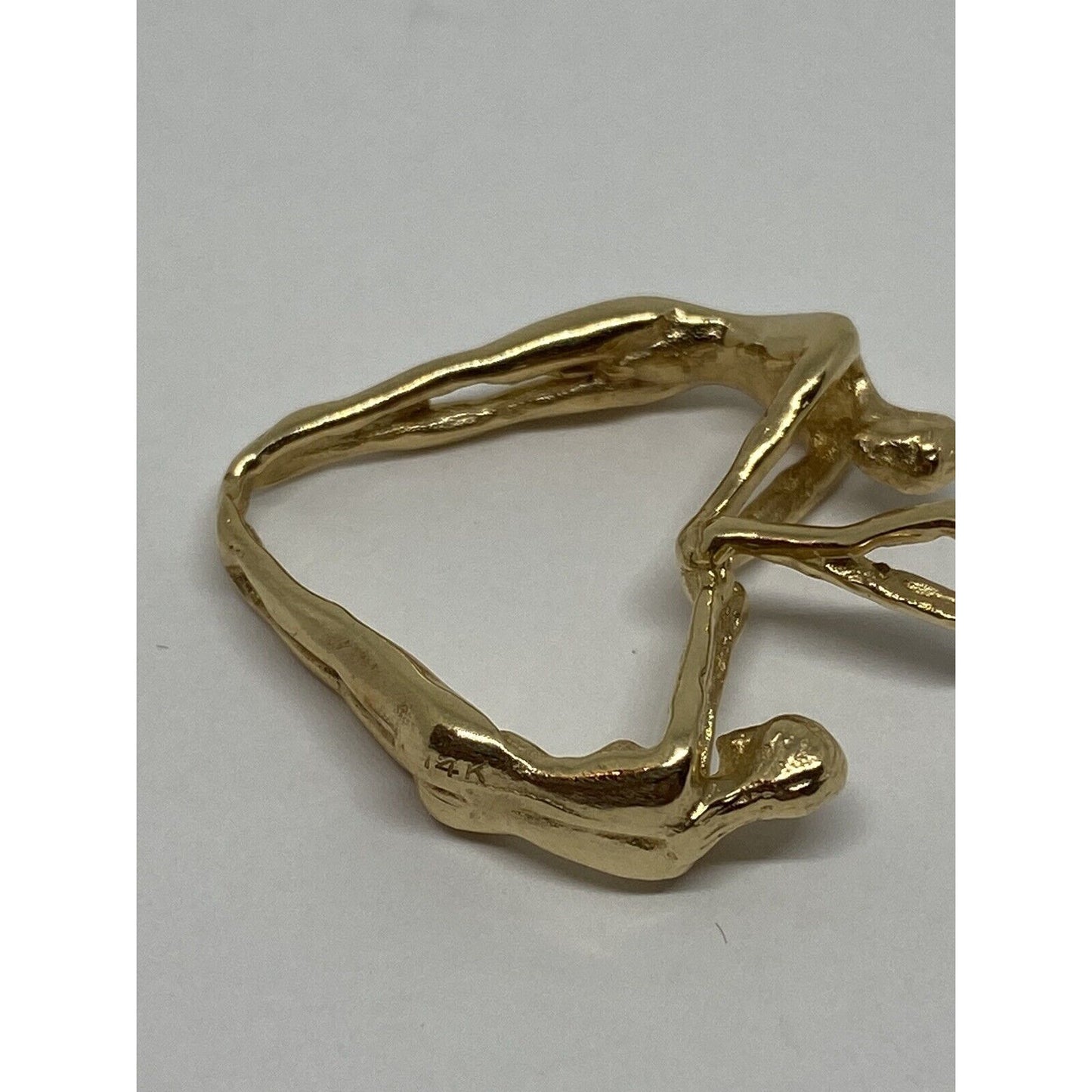14K SOLID GOLD Vintage Hammered Heart Charm Or Pendant MINT